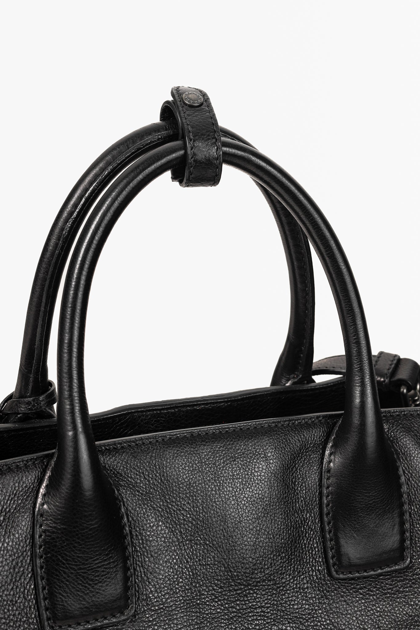 Prada Pomice & Nero Glace Calf Leather Two-Tone Tote