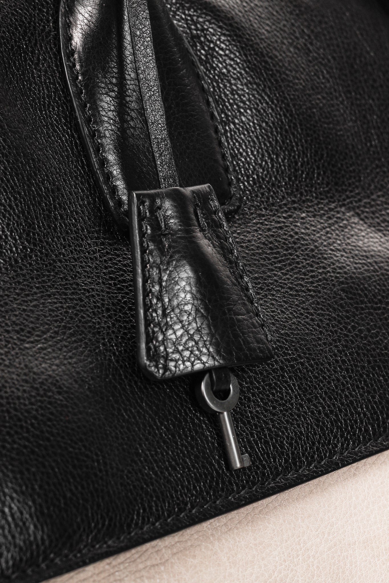 Prada Pomice & Nero Glace Calf Leather Two-Tone Tote