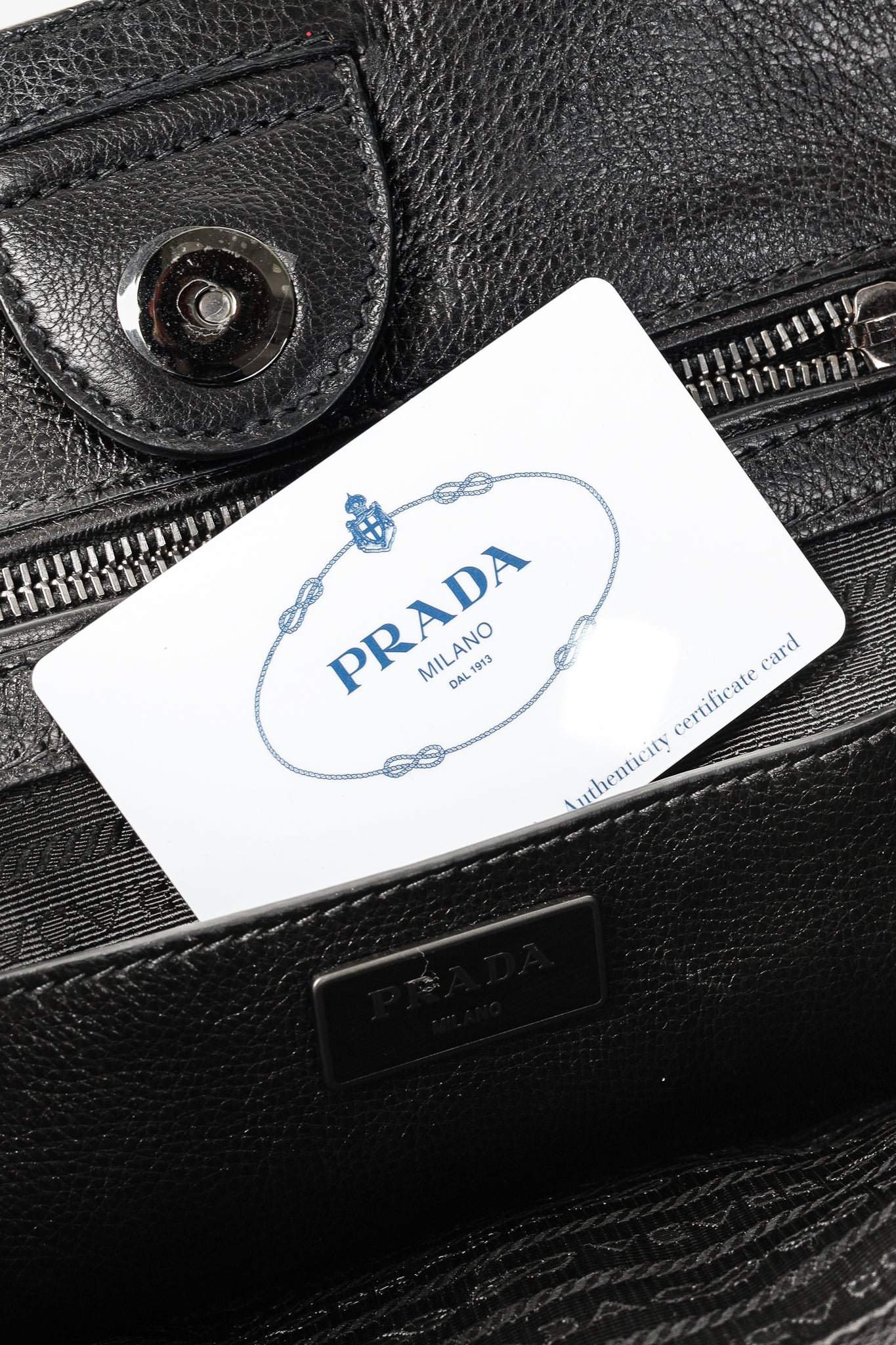 Prada Pomice & Nero Glace Calf Leather Two-Tone Tote