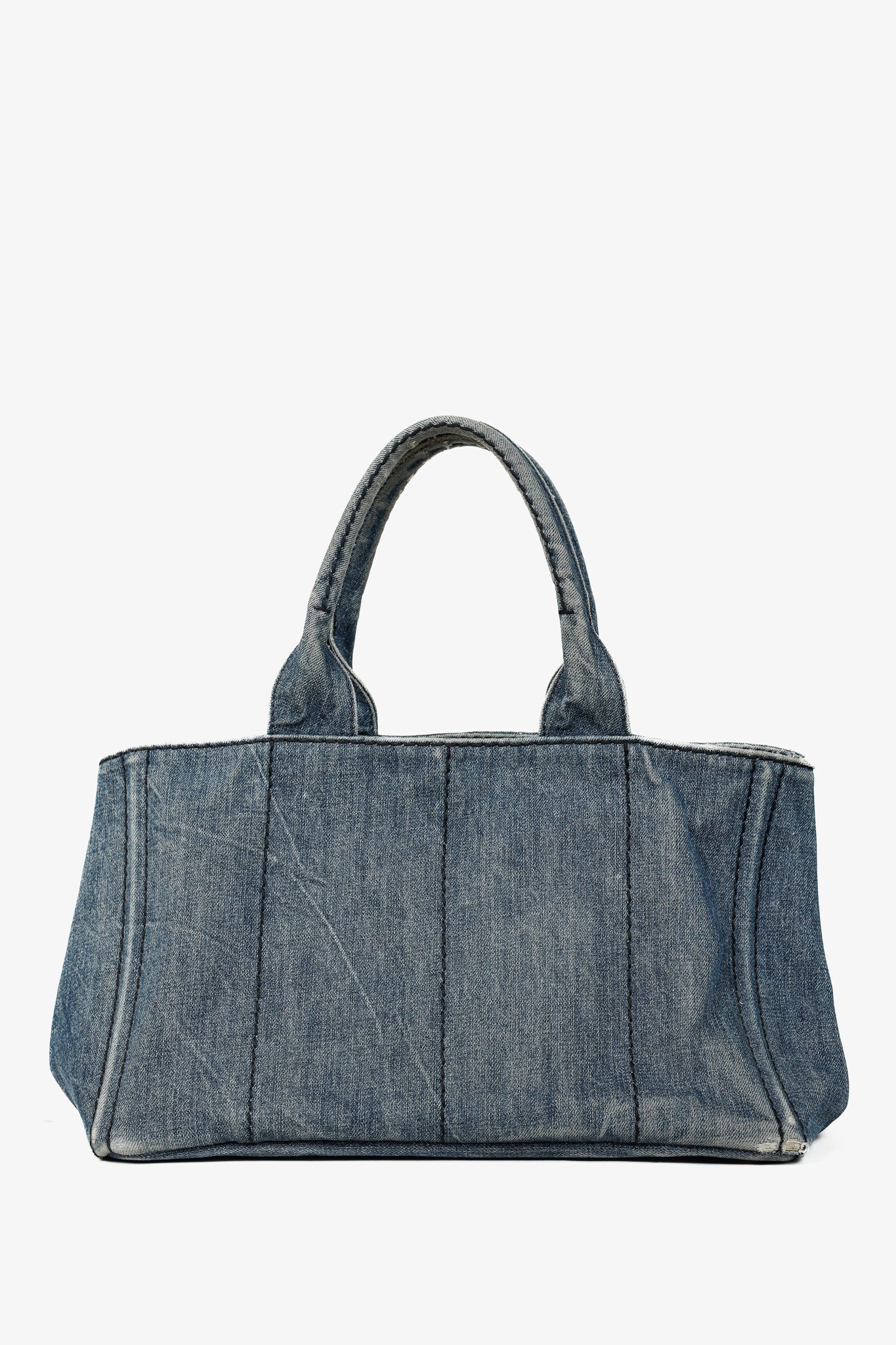 Prada Canapa Avio Denim Logo Tote Bag