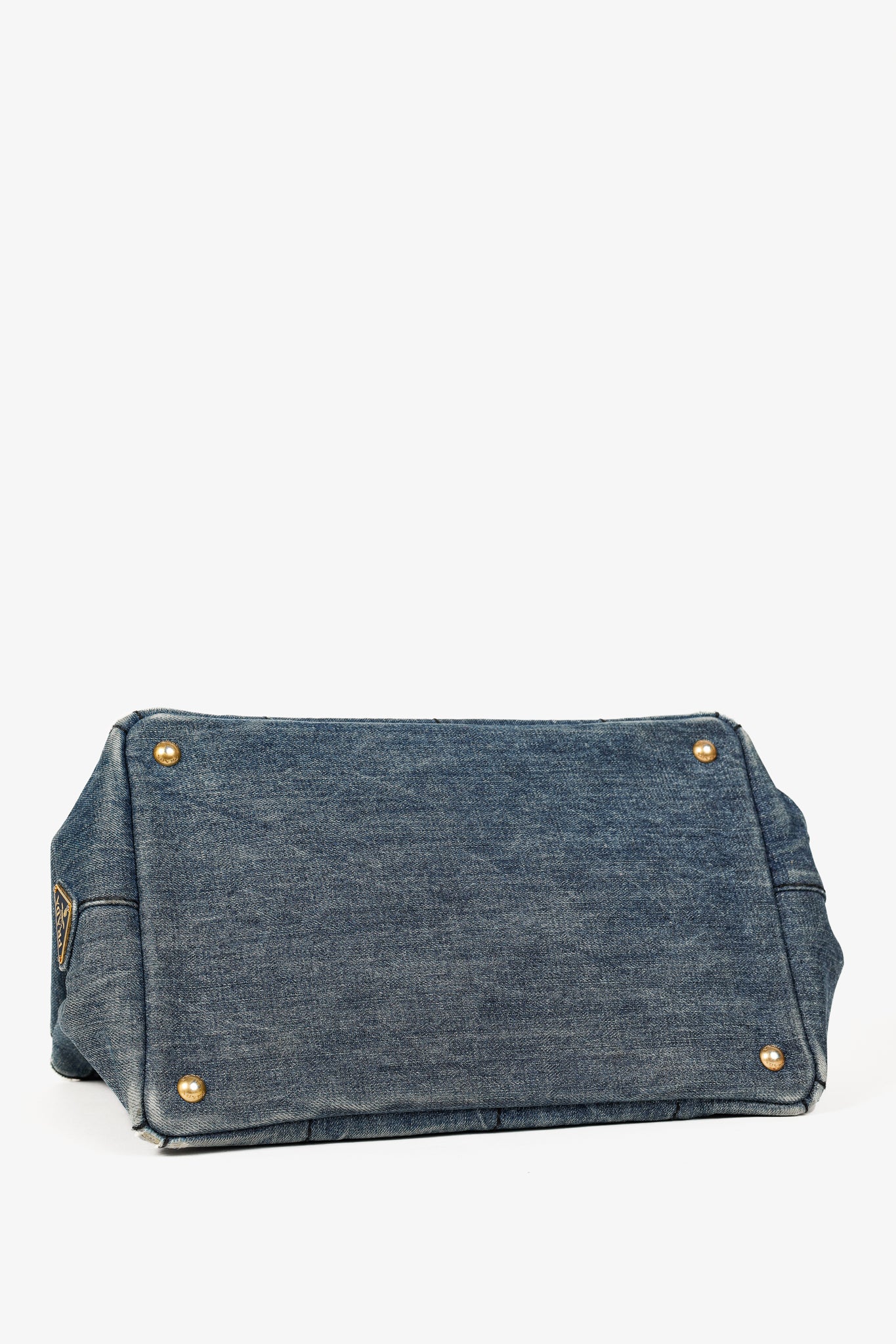 Prada Canapa Avio Denim Logo Tote Bag