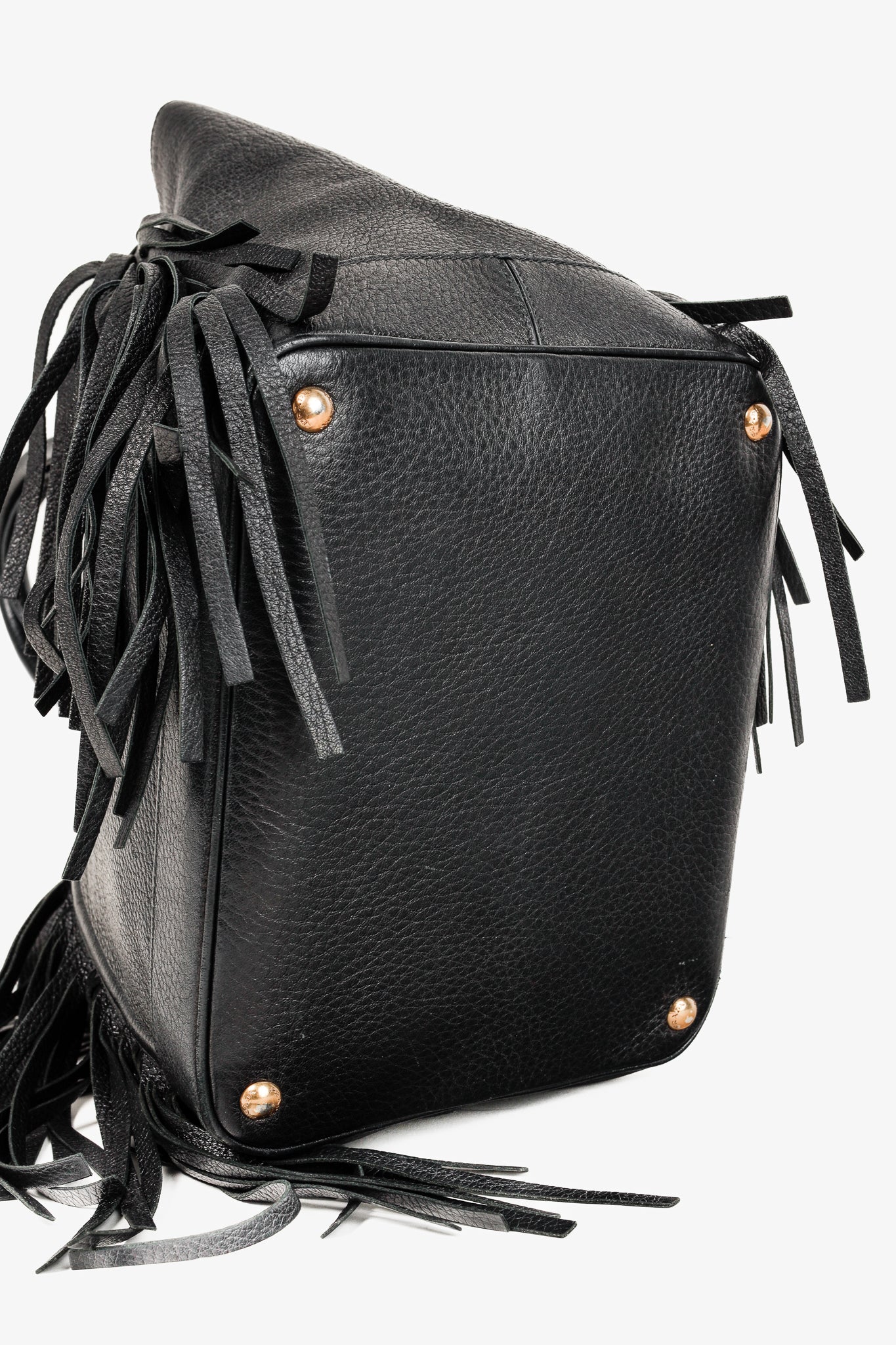 Prada Cervo Black Fringe Deerskin Leather Tote