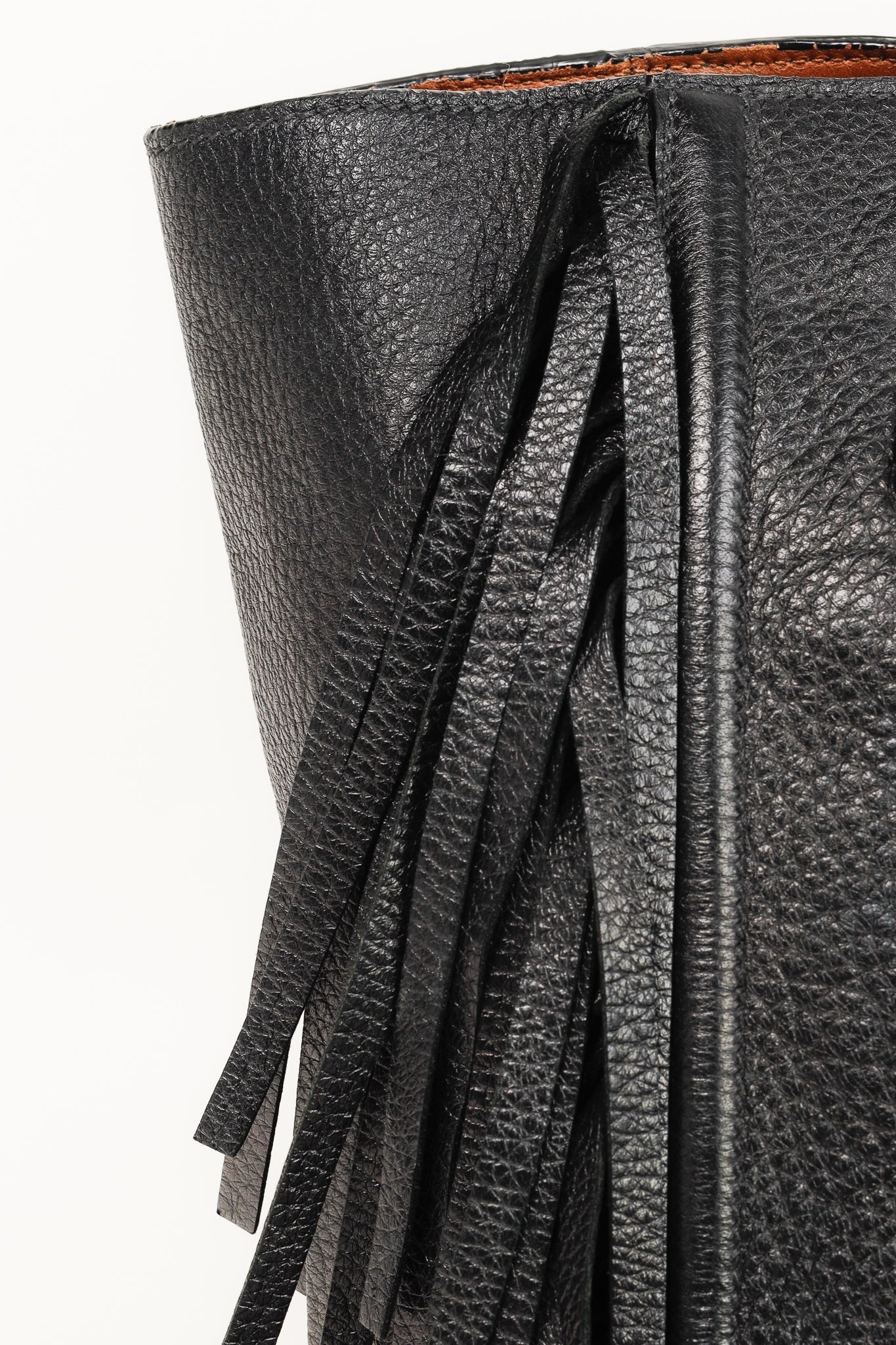 Prada Cervo Black Fringe Deerskin Leather Tote