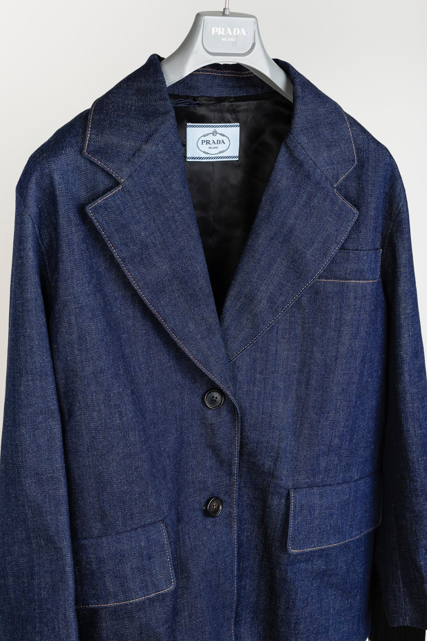 Prada 2020 Runway Blue Denim Fringe Blazer