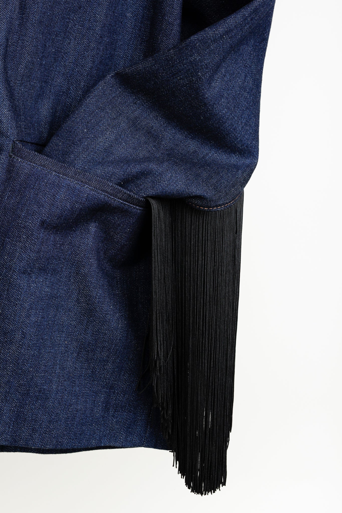 Prada 2020 Runway Blue Denim Fringe Blazer
