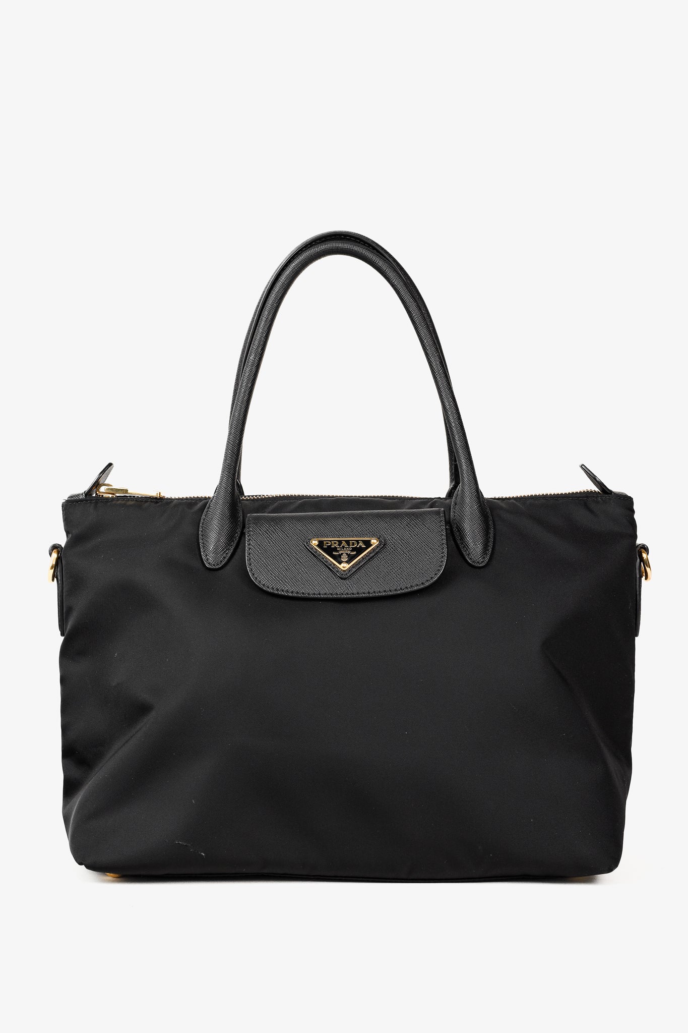 Prada Tessuto Nylon Saffiano Black Tote Bag