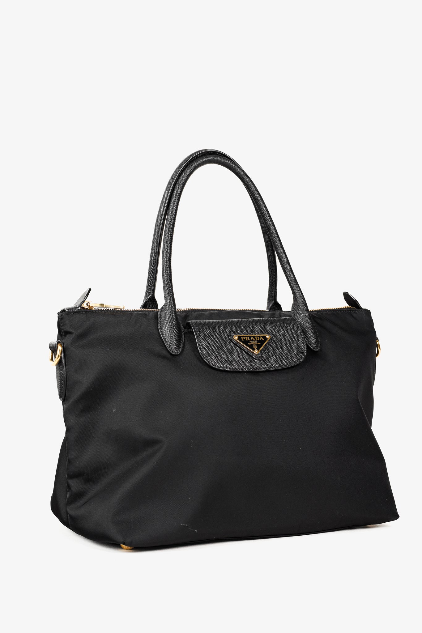 Prada Tessuto Nylon Saffiano Black Tote Bag