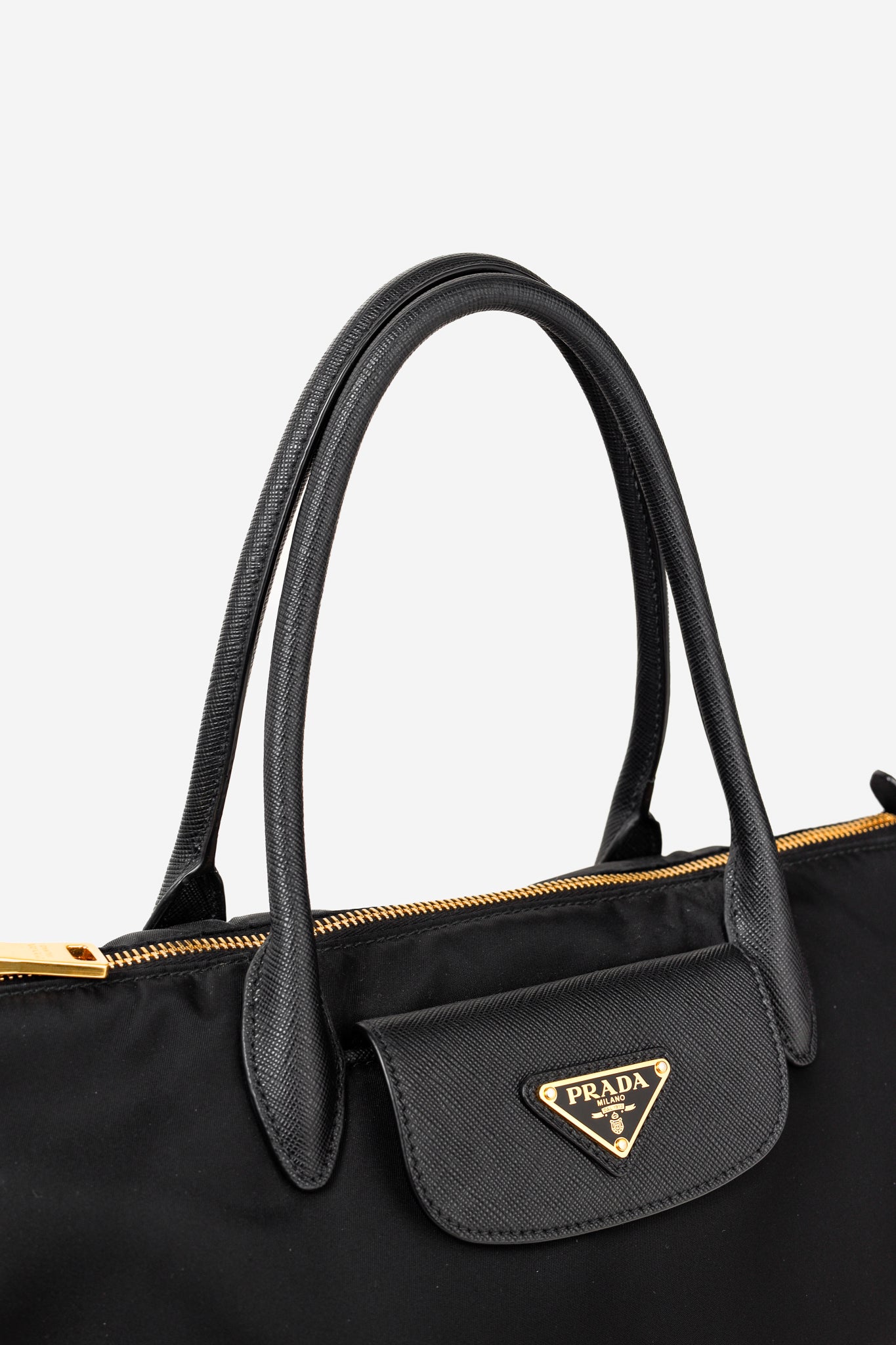 Prada Tessuto Nylon Saffiano Black Tote Bag
