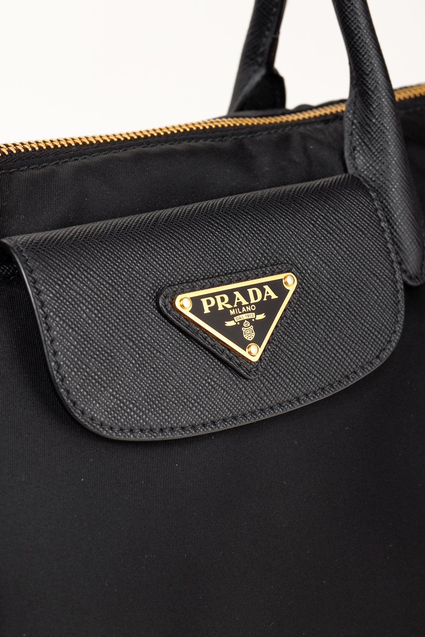 Prada Tessuto Nylon Saffiano Black Tote Bag