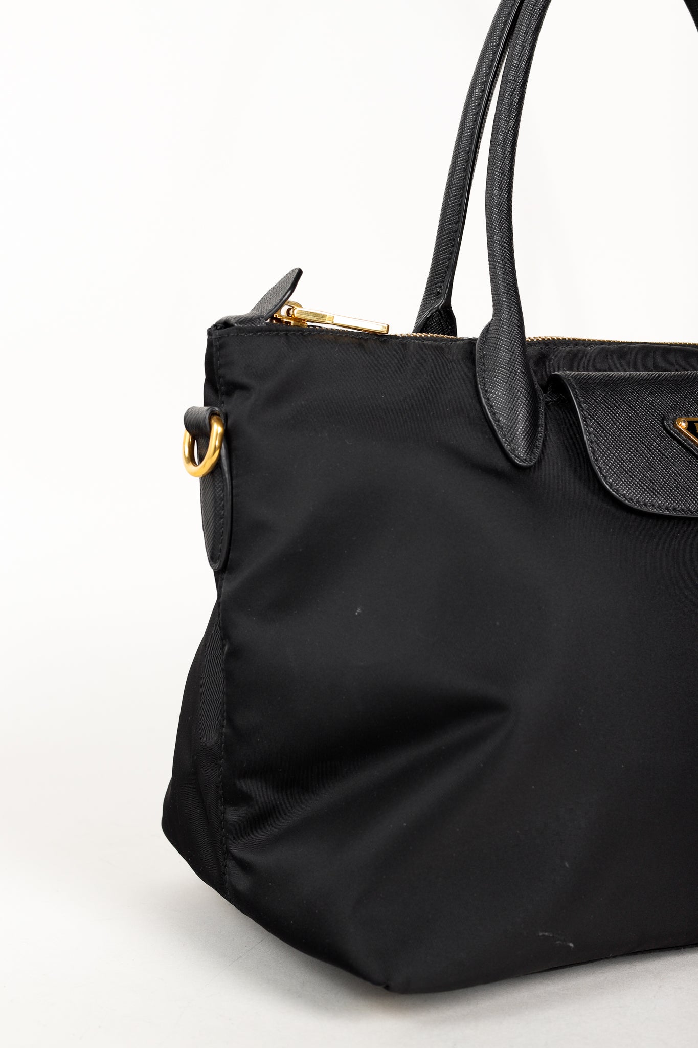 Prada Tessuto Nylon Saffiano Black Tote Bag