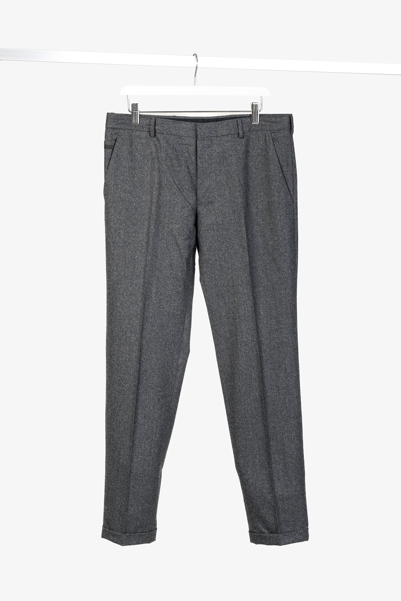 Prada Grey Wool-Suiting Cuffed Trousers