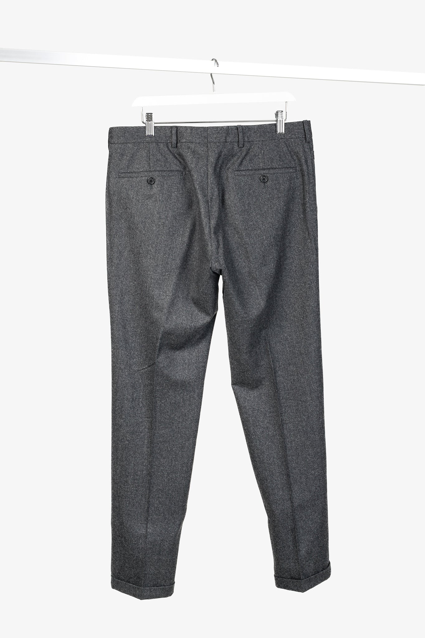 Prada Grey Wool-Suiting Cuffed Trousers