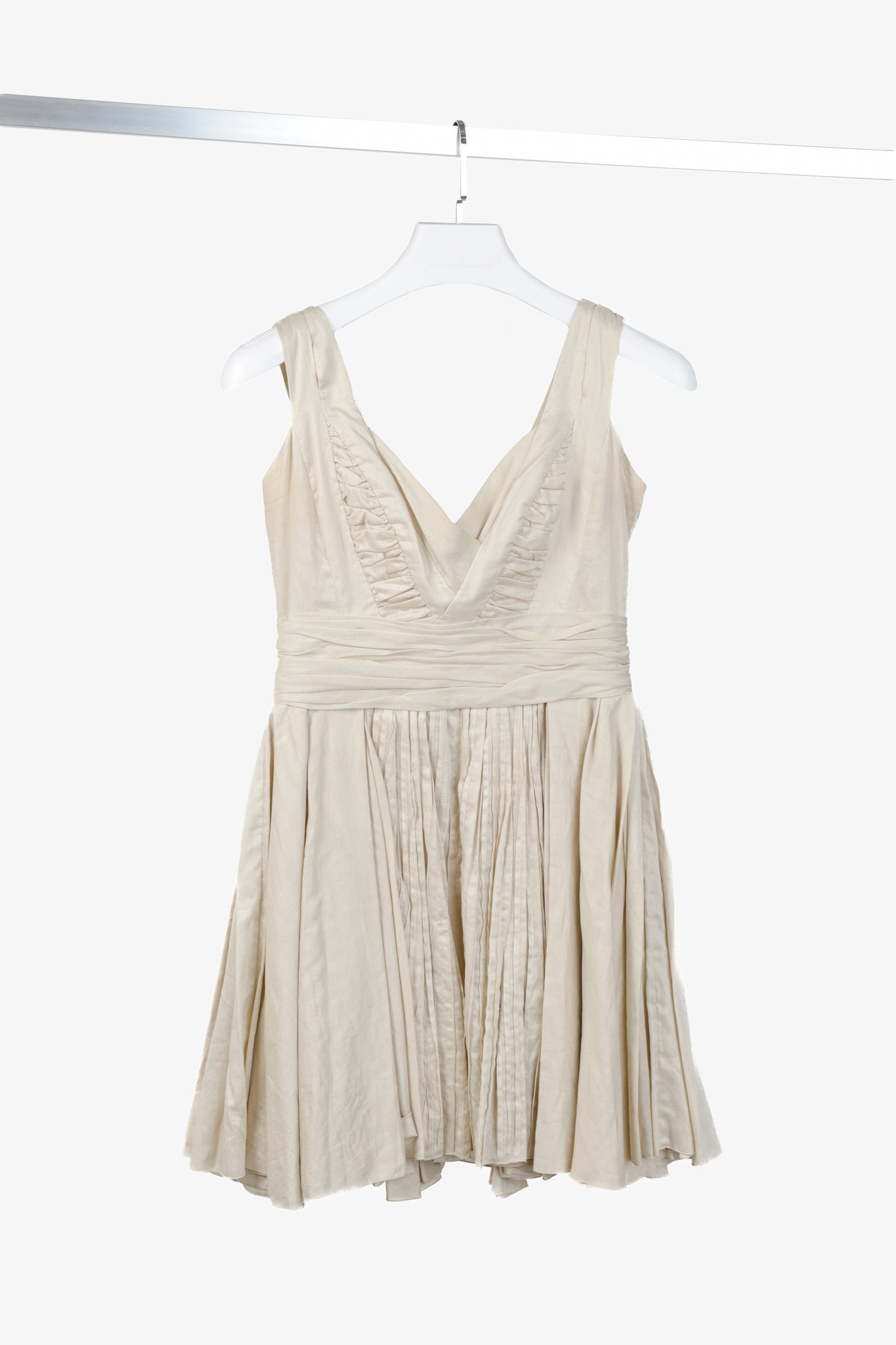 Prada 2009 Gathered Khaki Cotton Dress