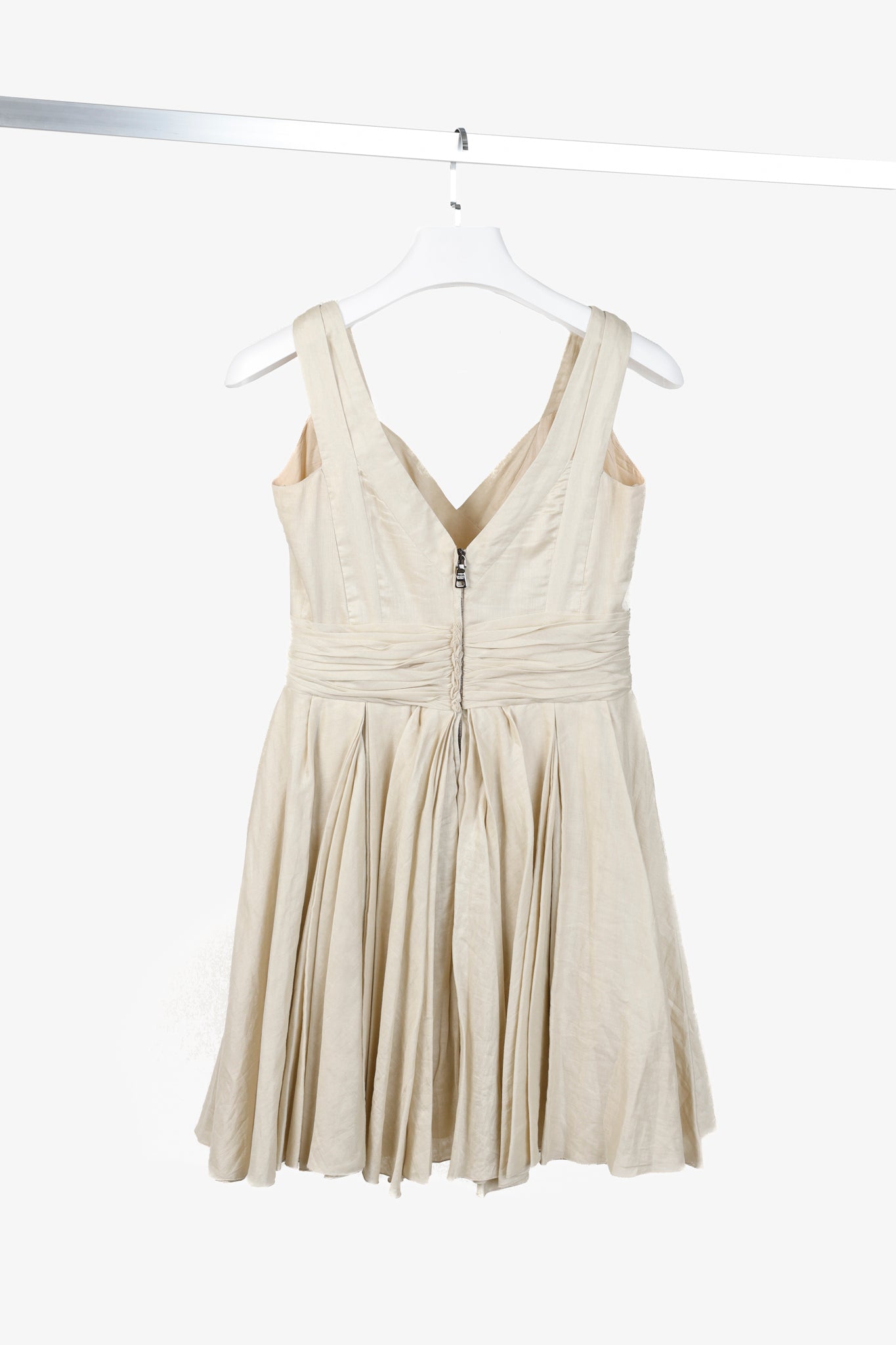 Prada 2009 Gathered Khaki Cotton Dress
