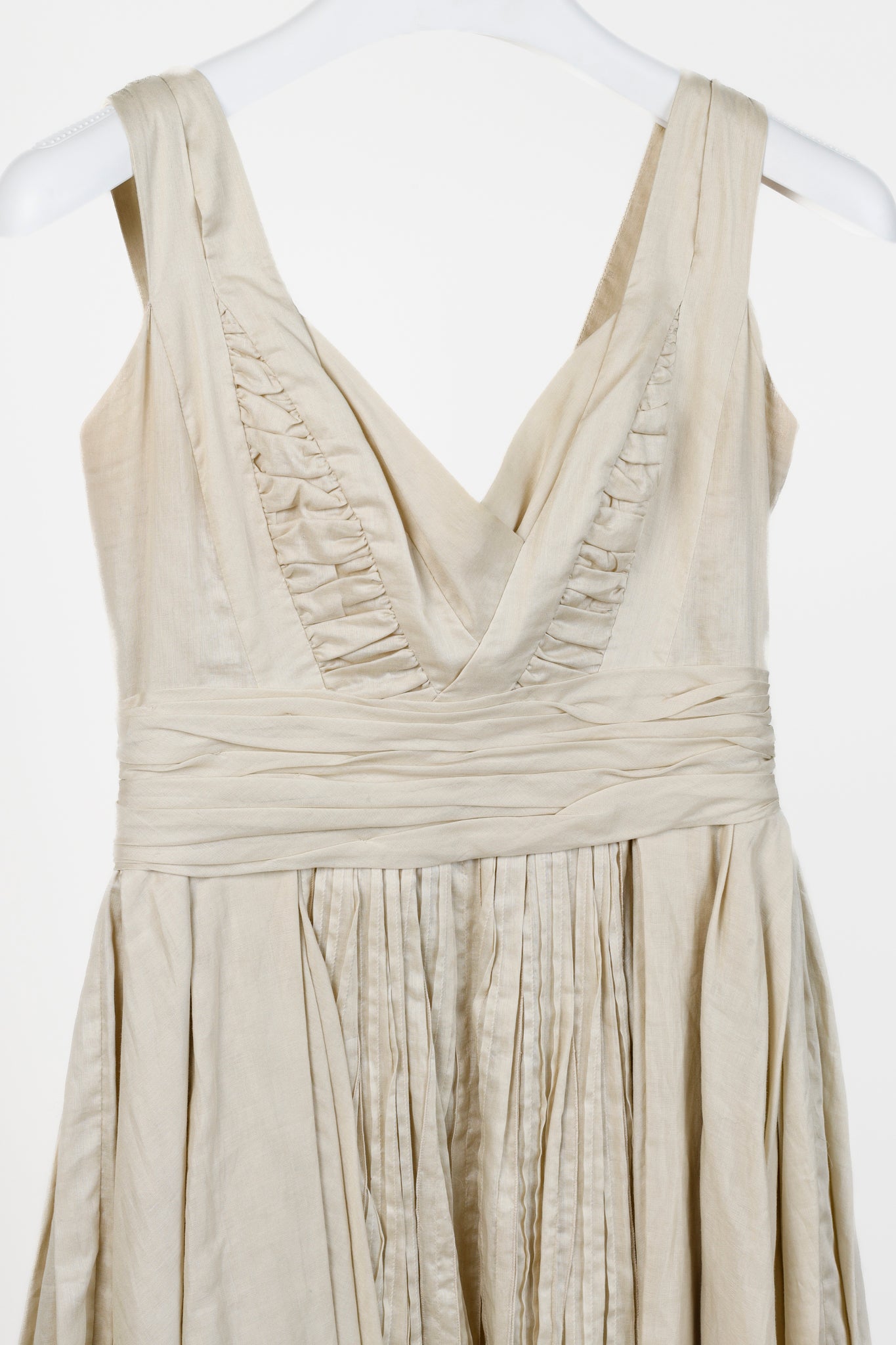 Prada 2009 Gathered Khaki Cotton Dress