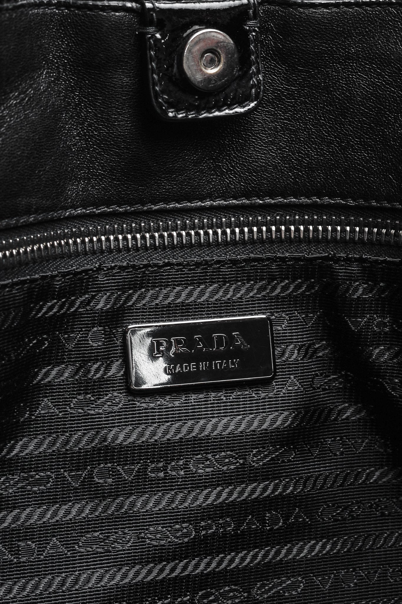 Prada Nero Vernice Gaufre Leather Tote