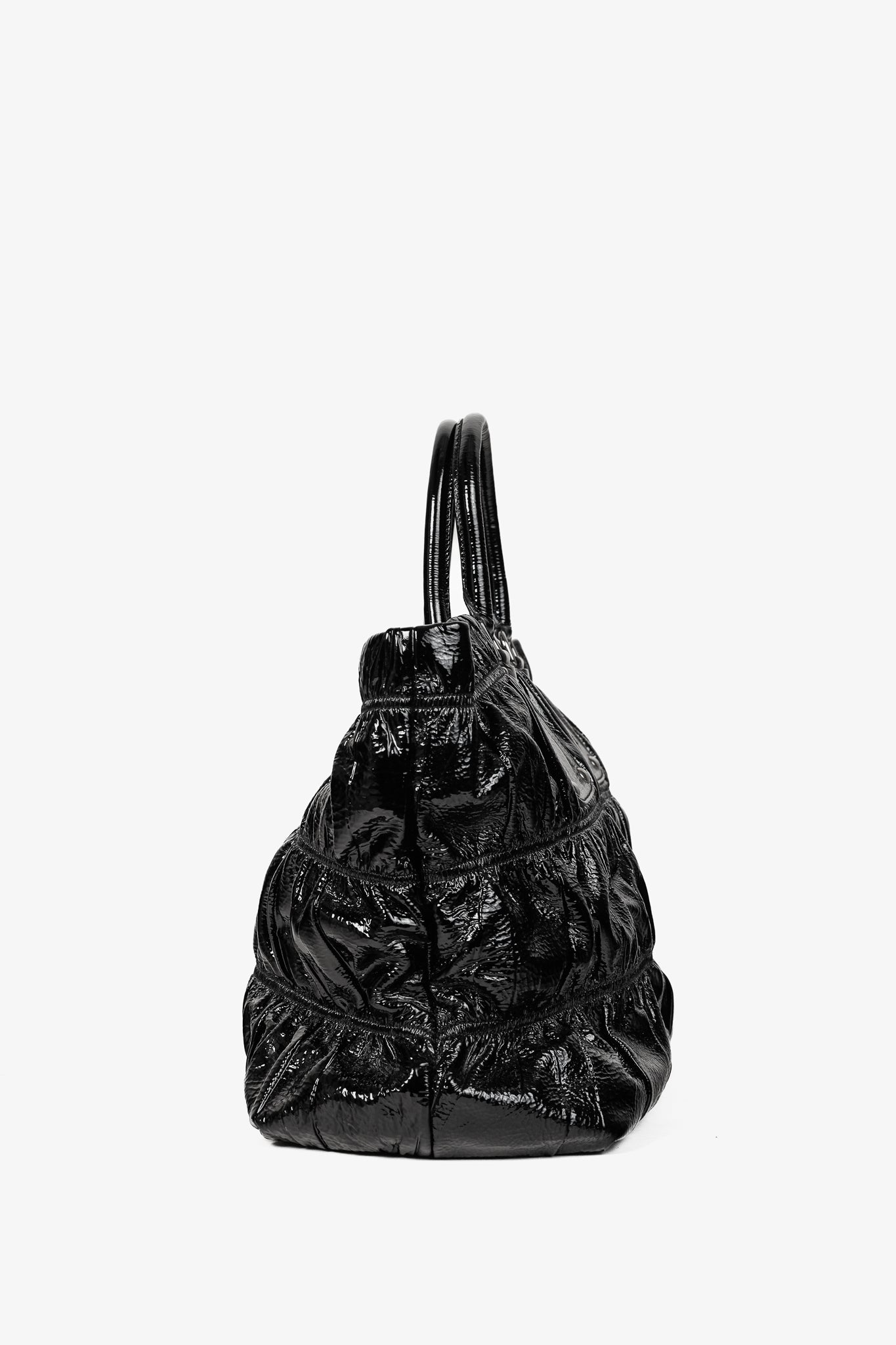 Prada Nero Vernice Gaufre Leather Tote