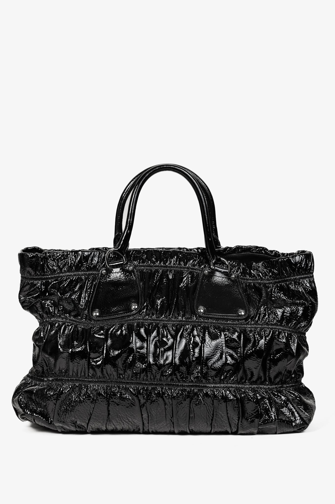 Prada Nero Vernice Gaufre Leather Tote