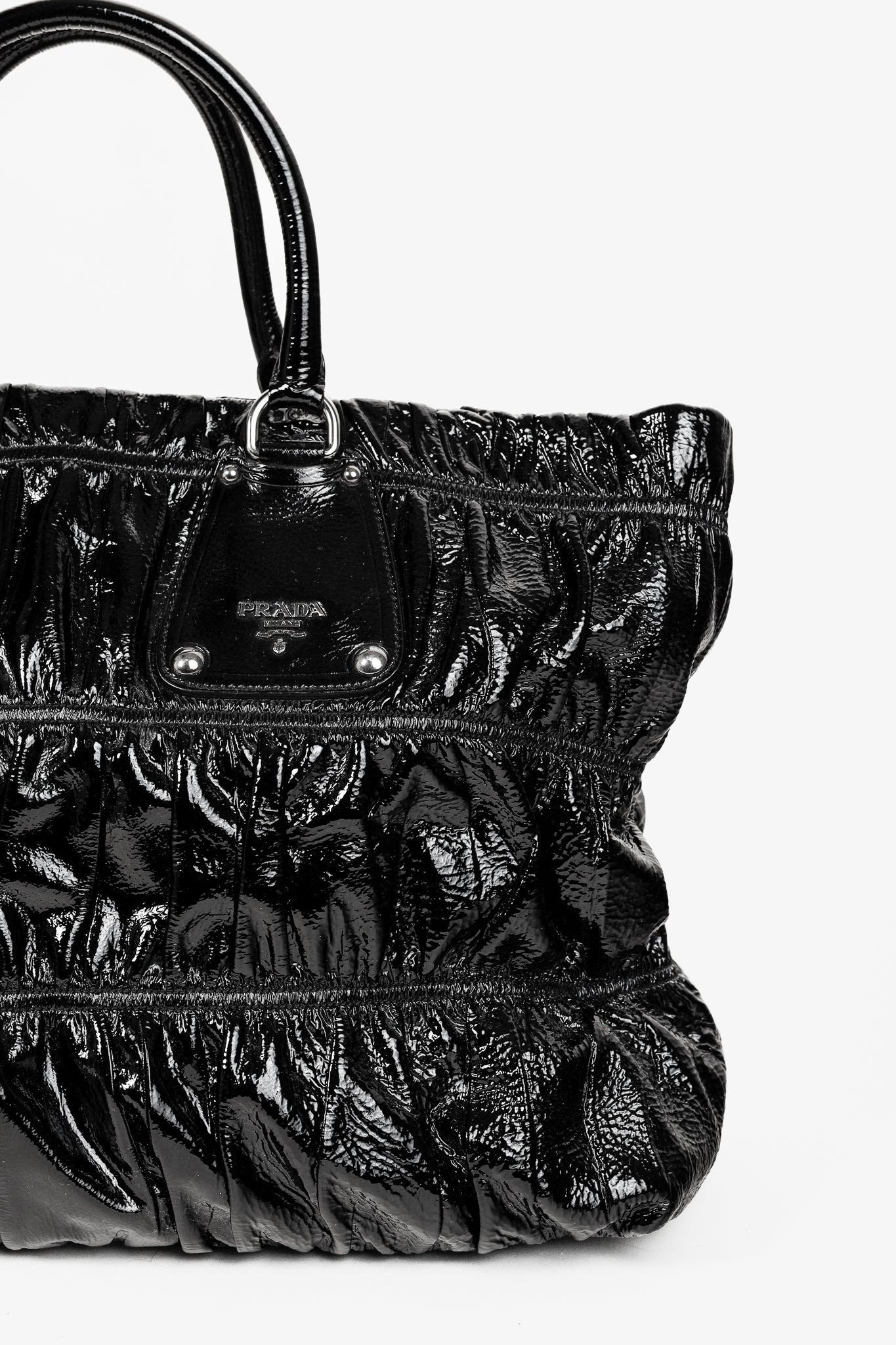 Prada Nero Vernice Gaufre Leather Tote