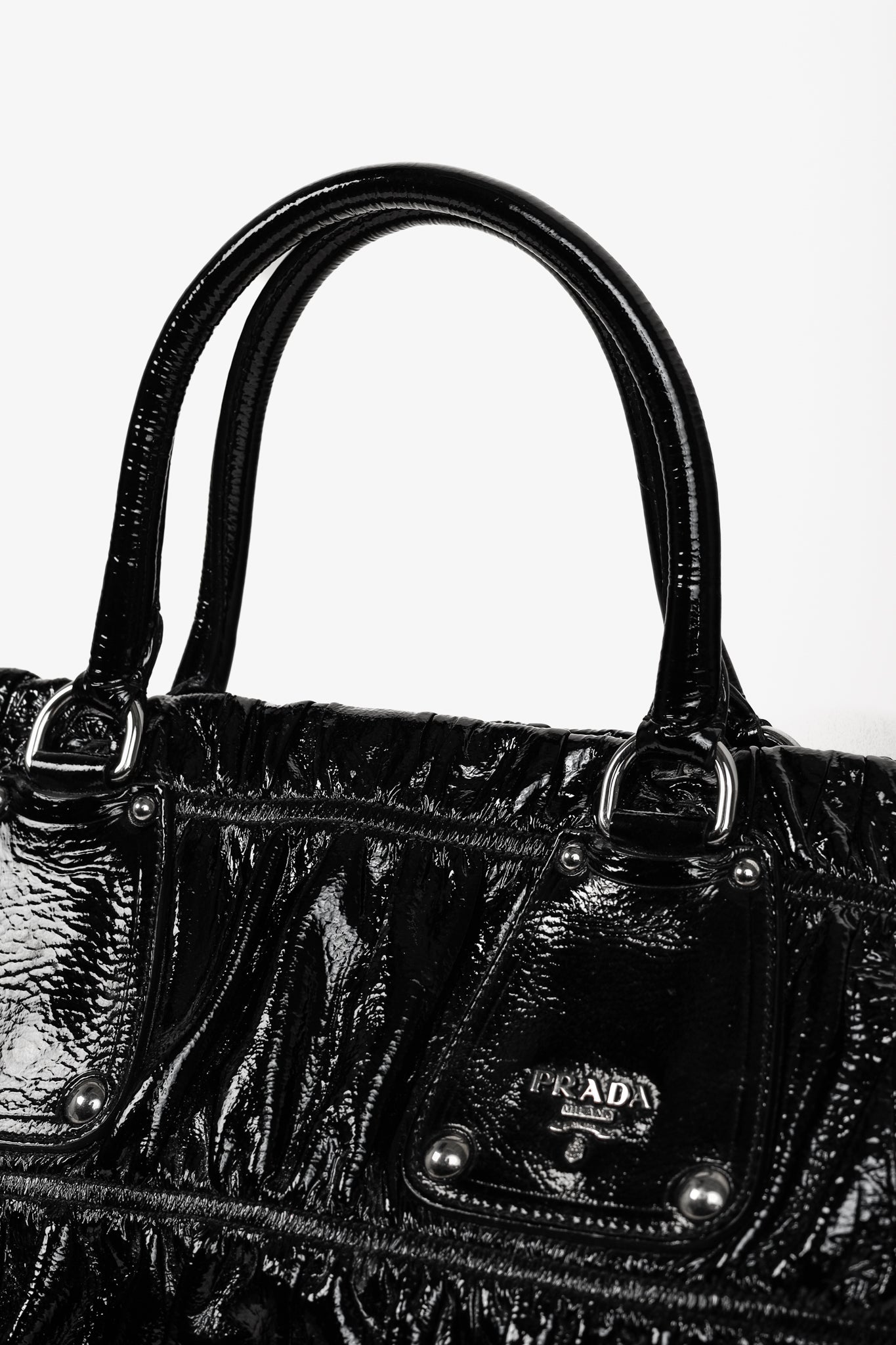 Prada Nero Vernice Gaufre Leather Tote