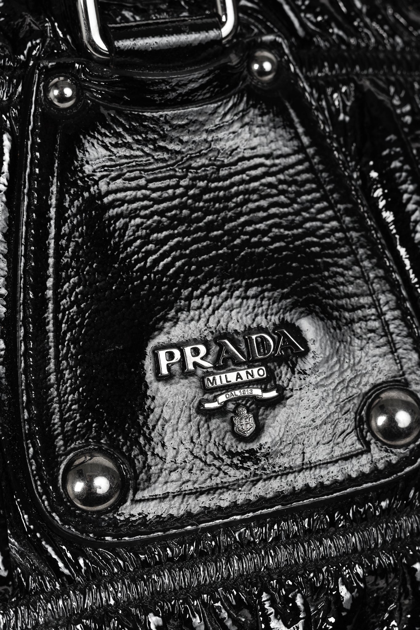 Prada Nero Vernice Gaufre Leather Tote