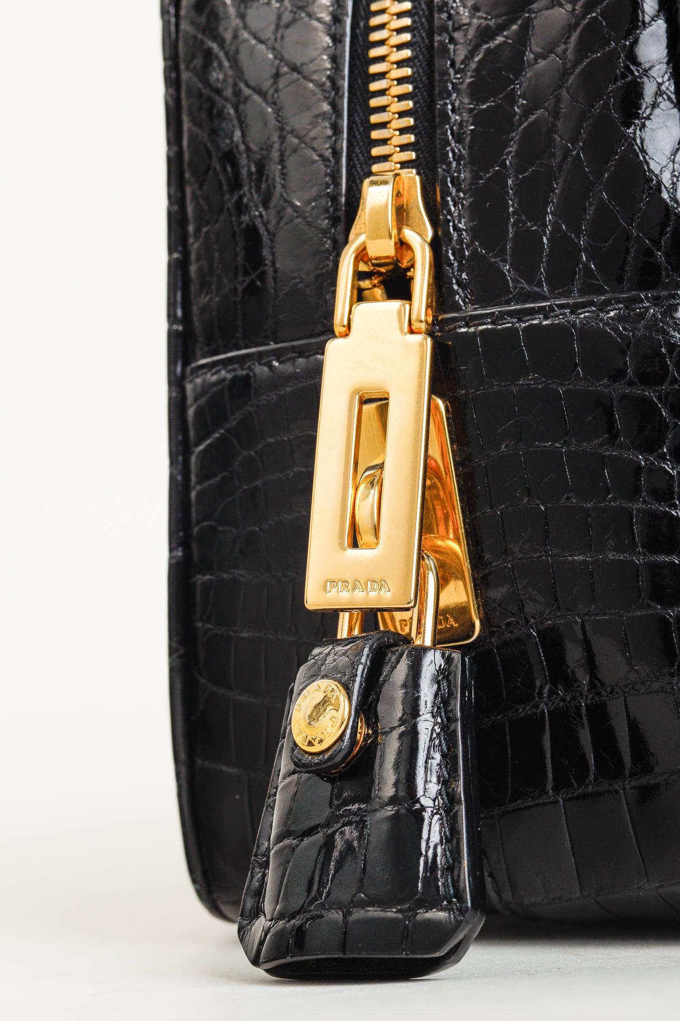 Prada Crocodile Leather Bauletto Black Bag
