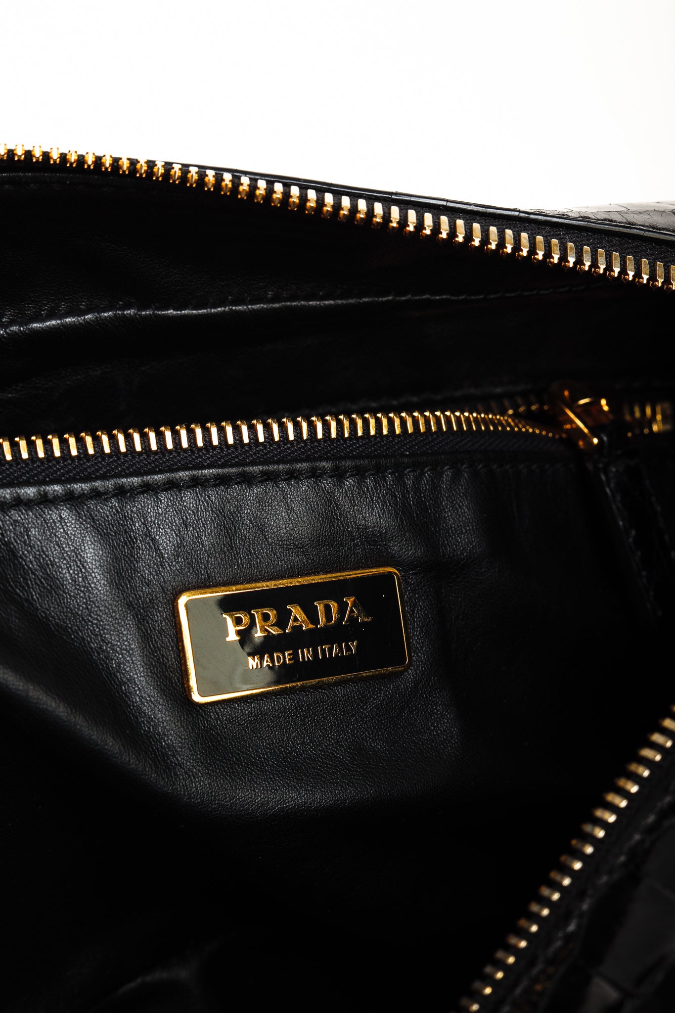 Prada Crocodile Leather Bauletto Black Bag