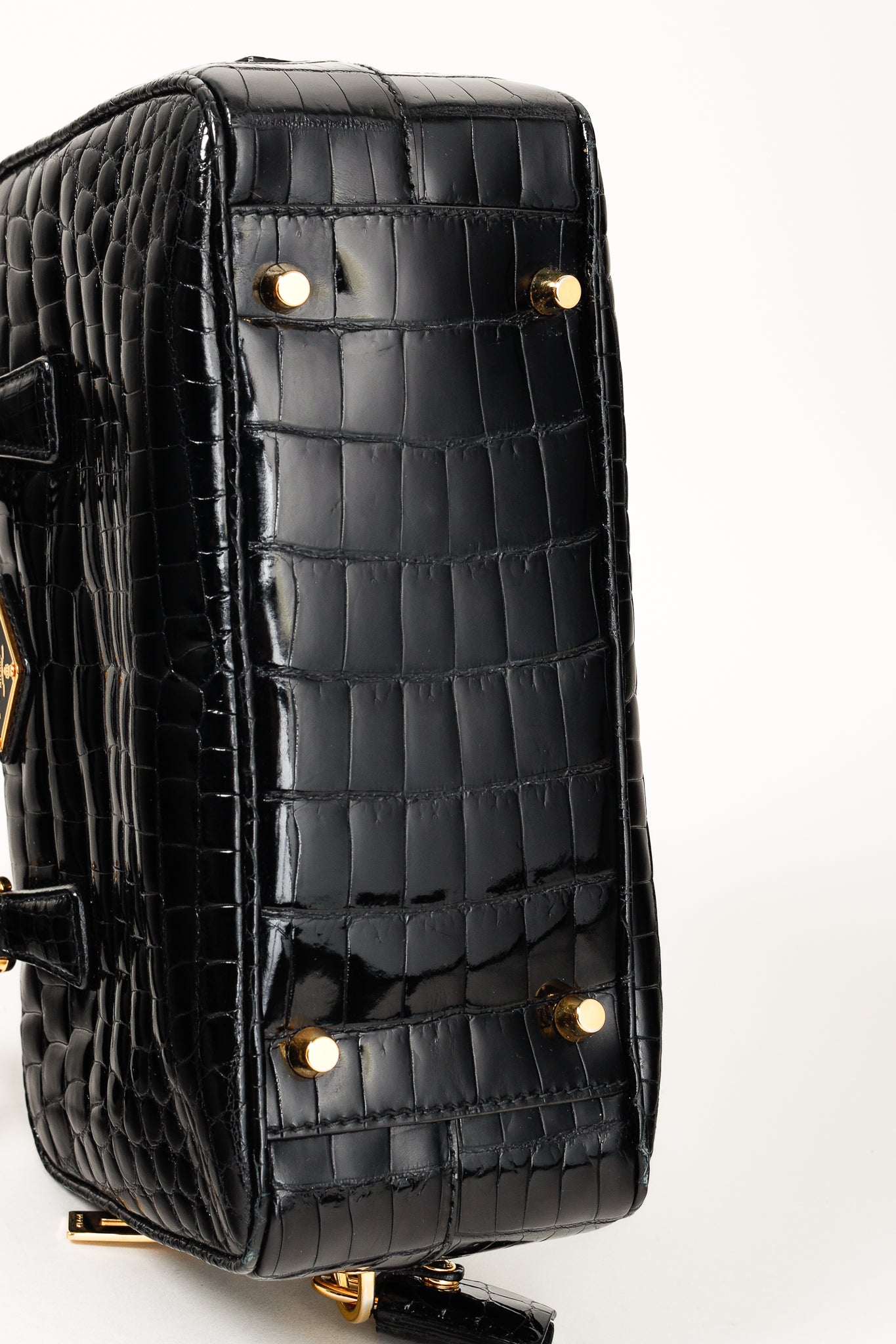 Prada Crocodile Leather Bauletto Black Bag