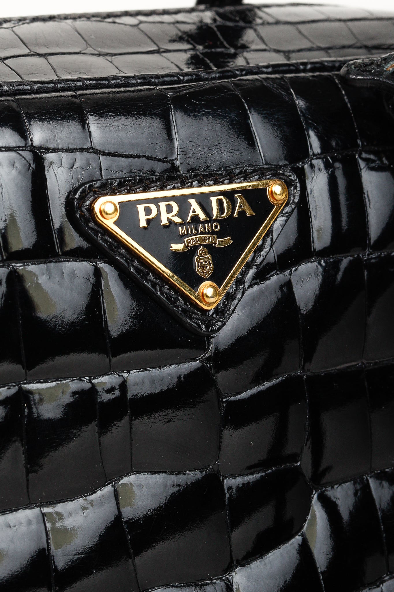 Prada Crocodile Leather Bauletto Black Bag