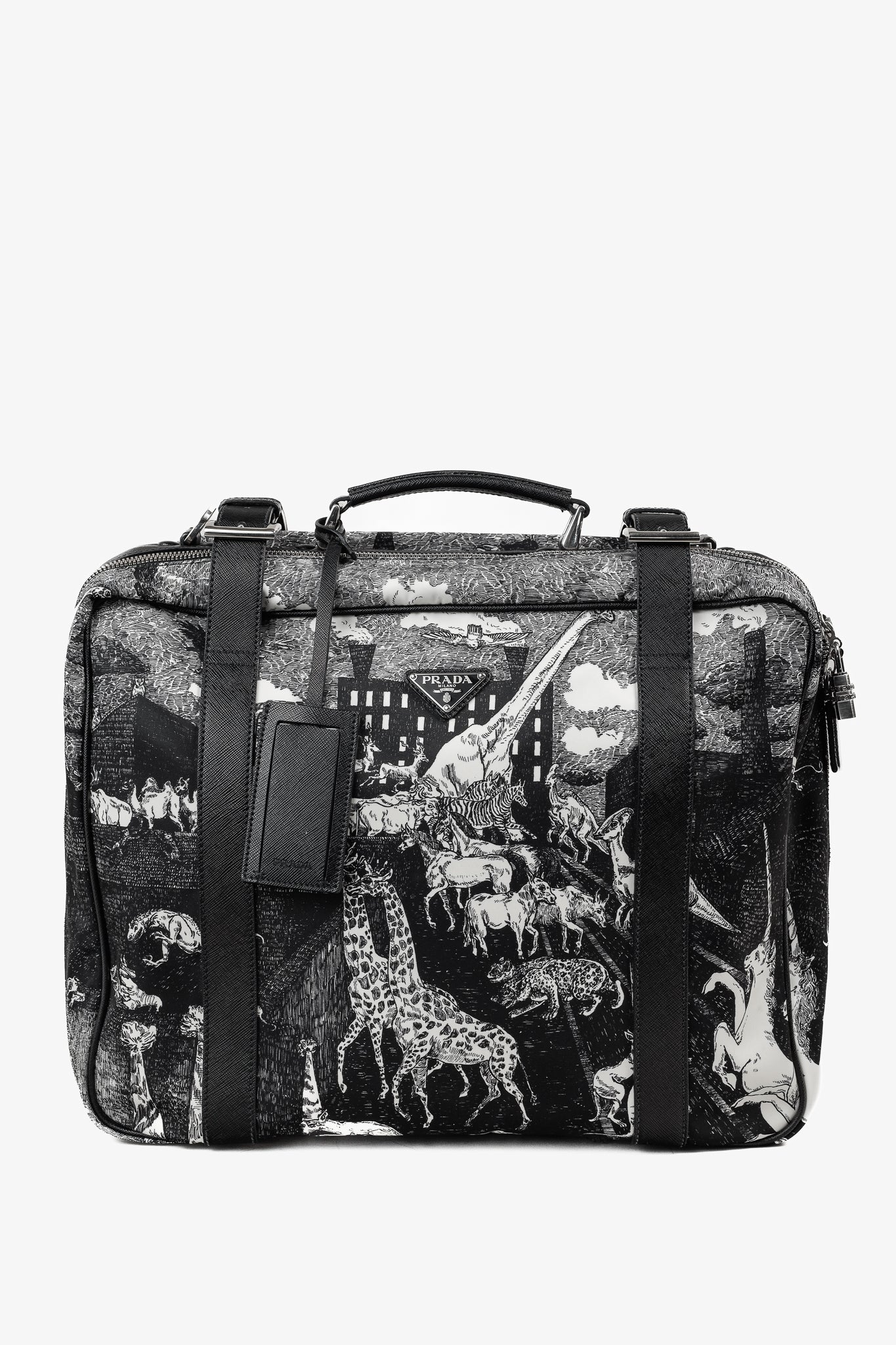 Prada AW/16 Animal Kingdom Nero & Avorio Tessuto Suitcase