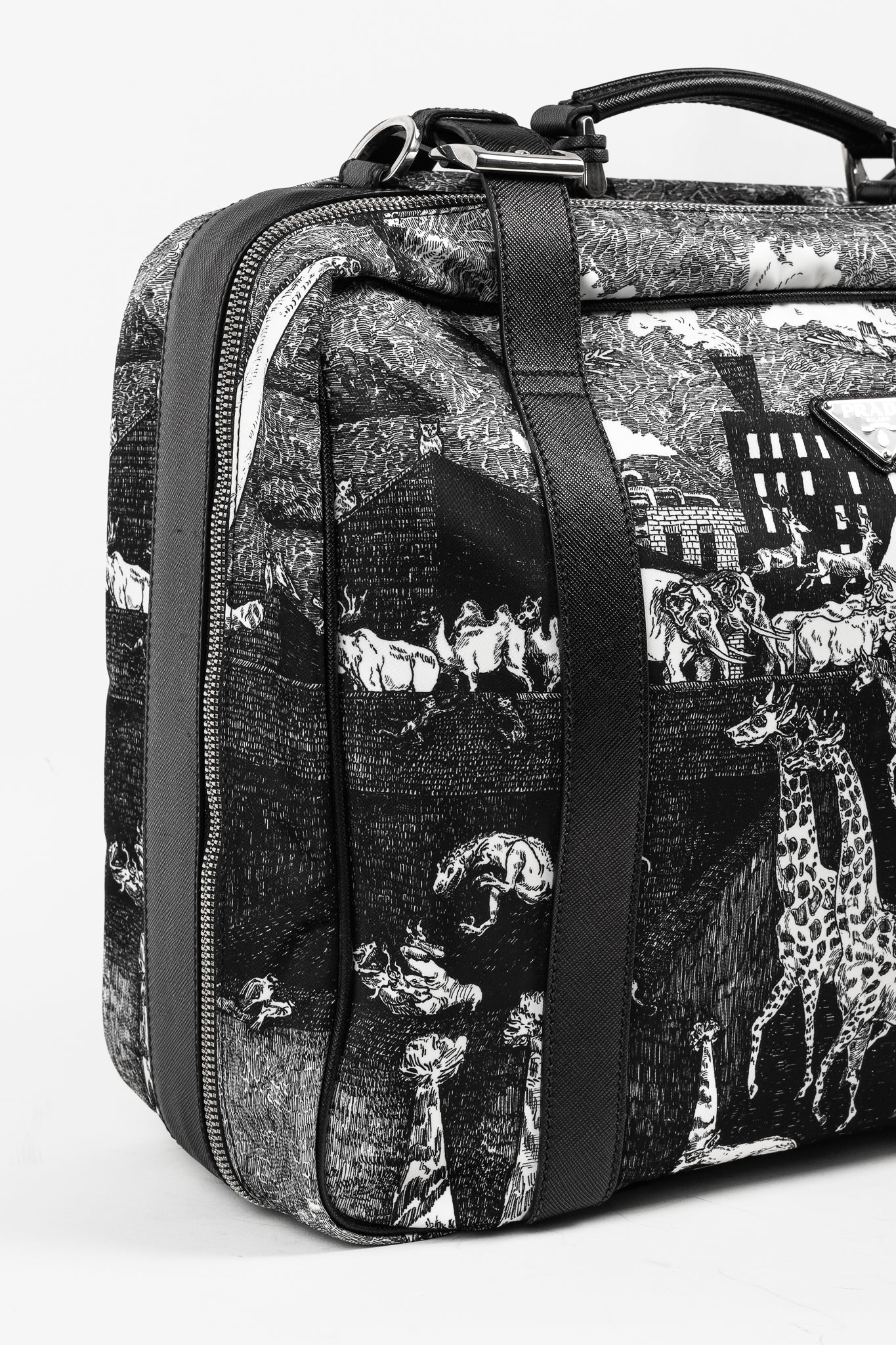 Prada AW/16 Animal Kingdom Nero & Avorio Tessuto Suitcase