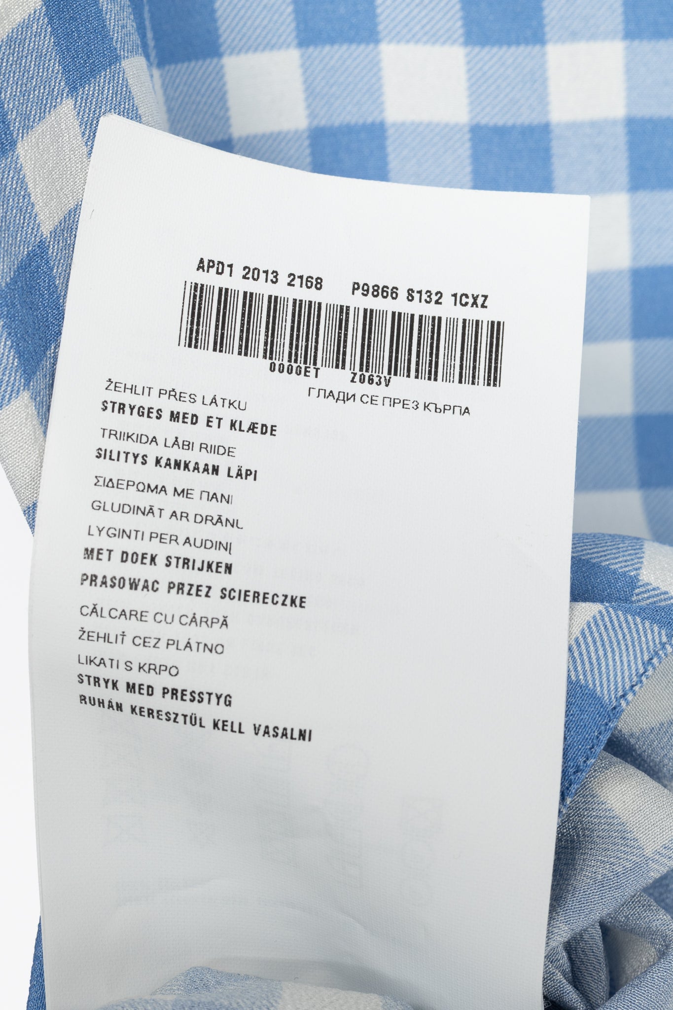 Prada AW13 Blue Gingham Silk Crepe Blouse