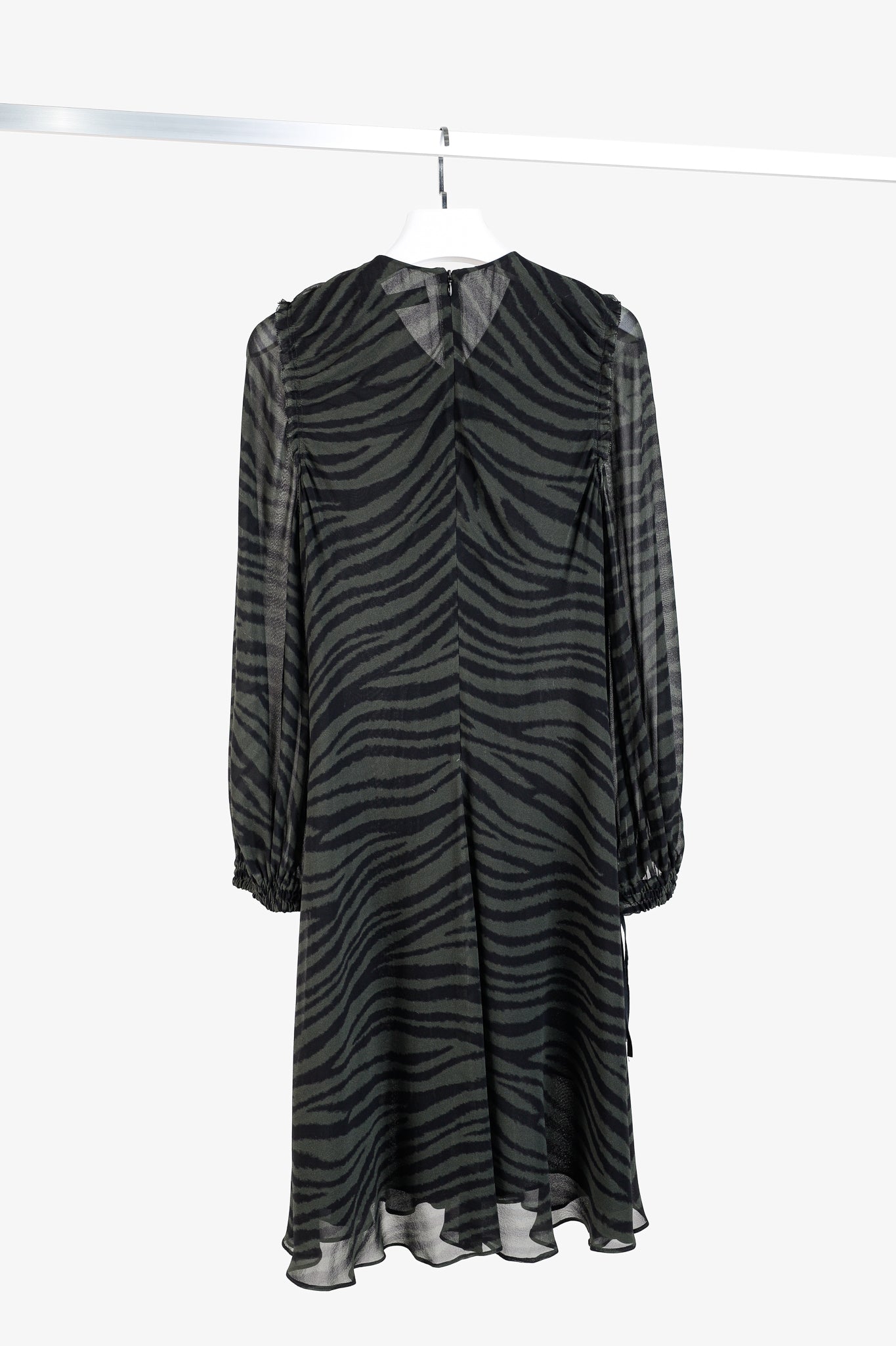 Proenza Schouler Green & Black Zebra Silk Long-Sleeve Dress
