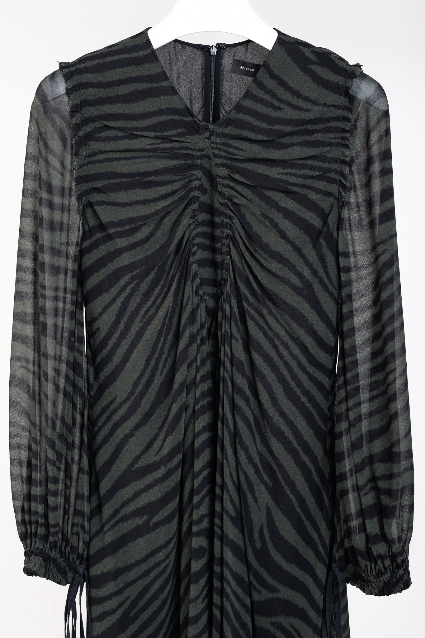 Proenza Schouler Green & Black Zebra Silk Long-Sleeve Dress