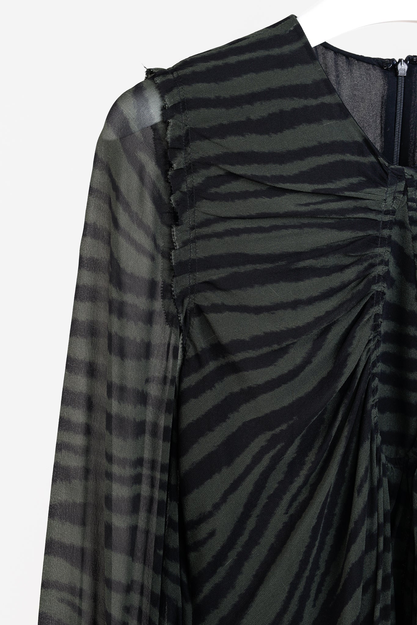 Proenza Schouler Green & Black Zebra Silk Long-Sleeve Dress