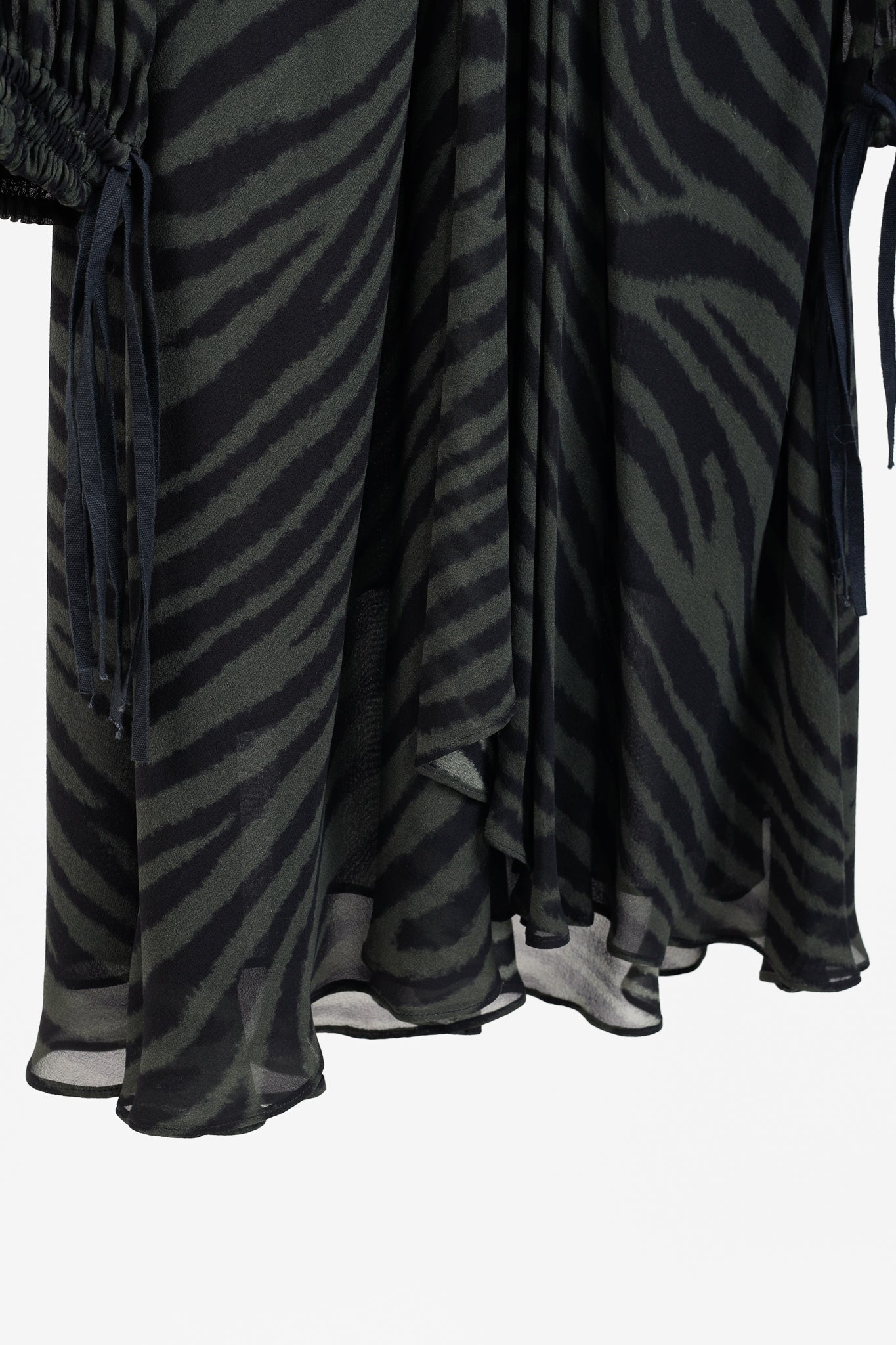 Proenza Schouler Green & Black Zebra Silk Long-Sleeve Dress