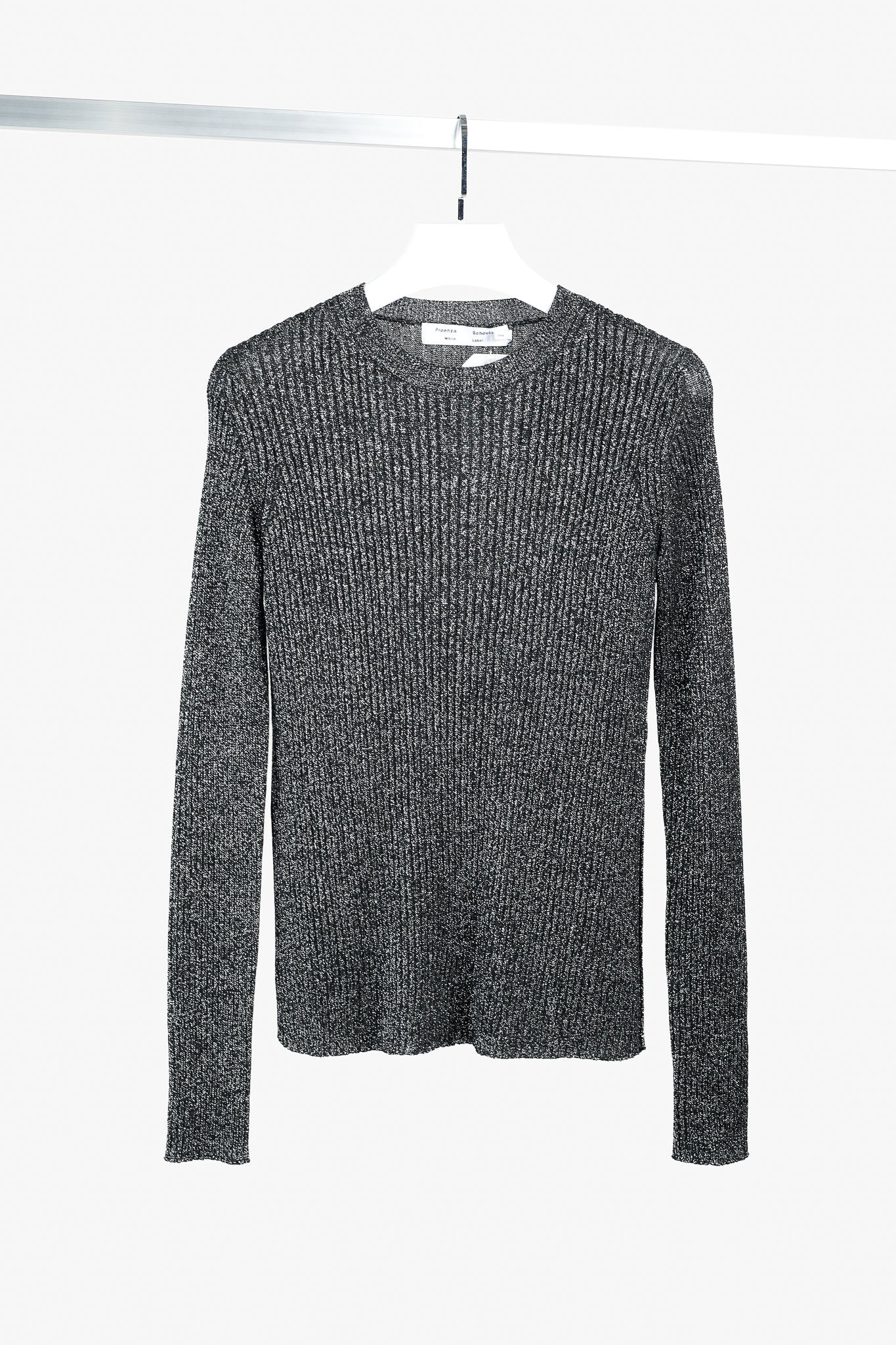 Proenza Schouler White Label Black & Silver Lurex Ribbed-Knit Sweater