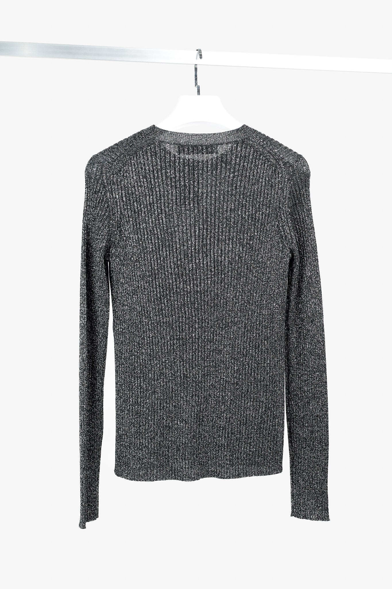 Proenza Schouler White Label Black & Silver Lurex Ribbed-Knit Sweater