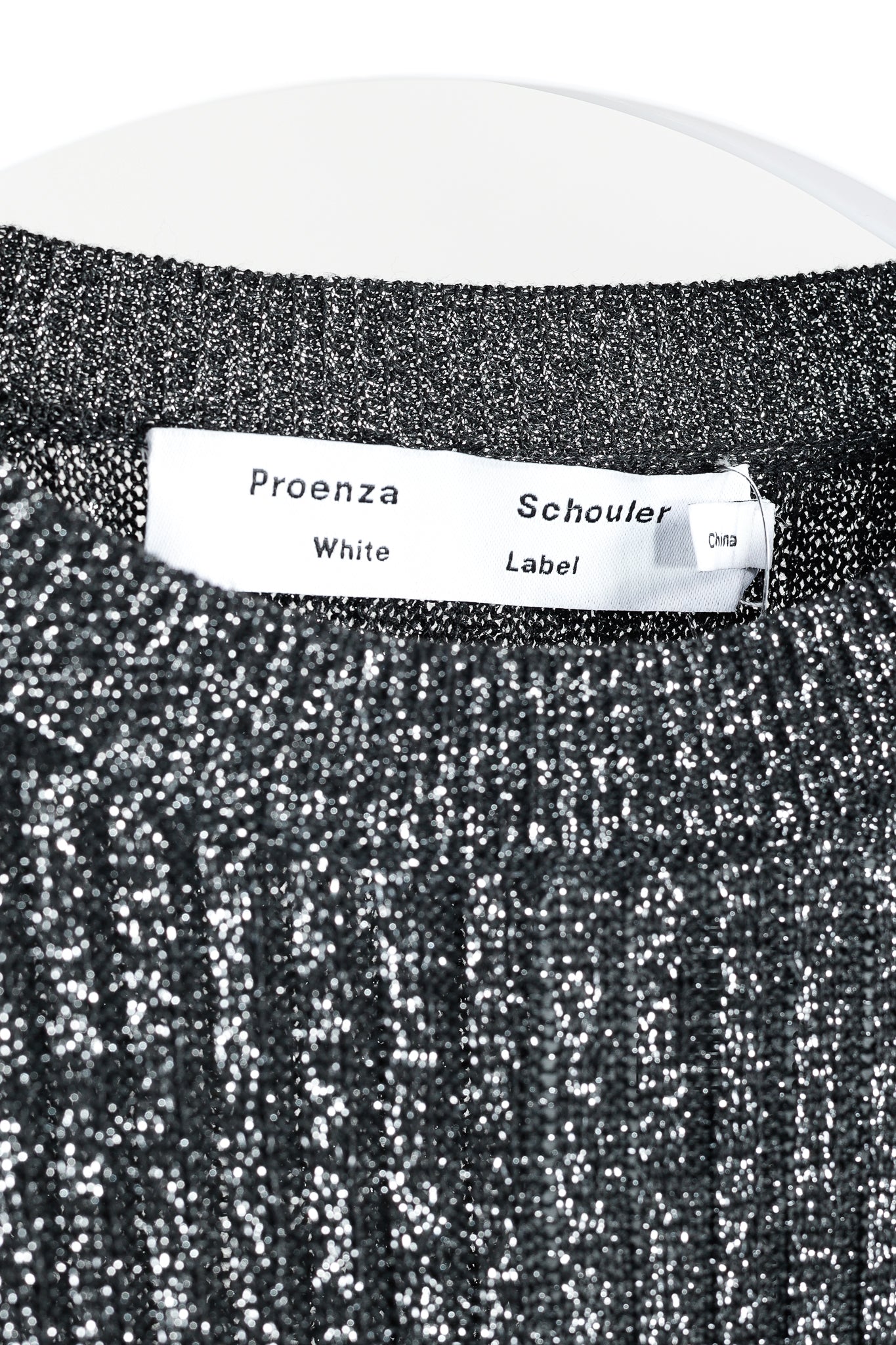 Proenza Schouler White Label Black & Silver Lurex Ribbed-Knit Sweater