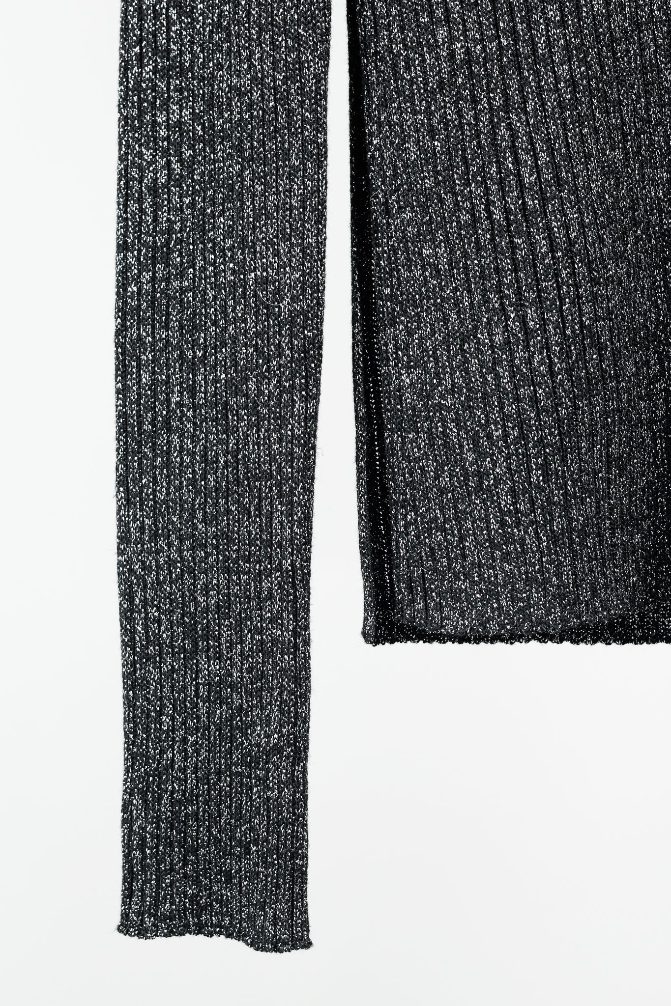 Proenza Schouler White Label Black & Silver Lurex Ribbed-Knit Sweater