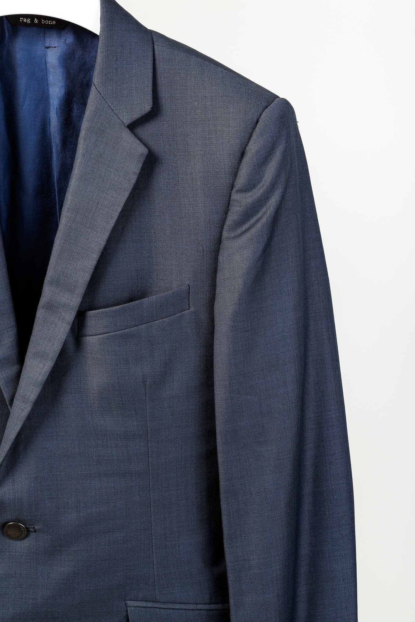 Rag & Bone Navy Blue Wool-Suiting Tailored Blazer