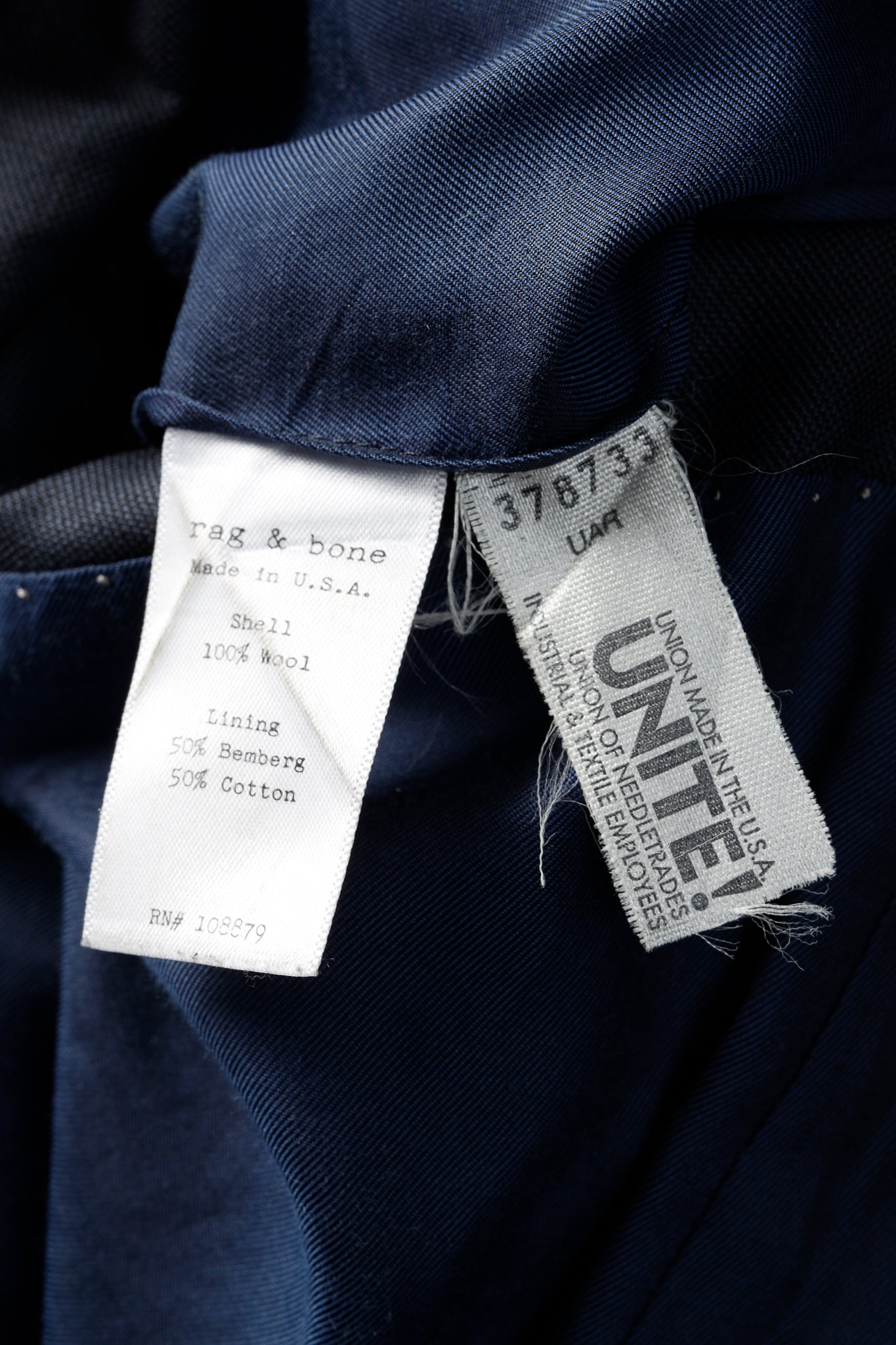 Rag & Bone Navy Blue Wool-Suiting Tailored Blazer