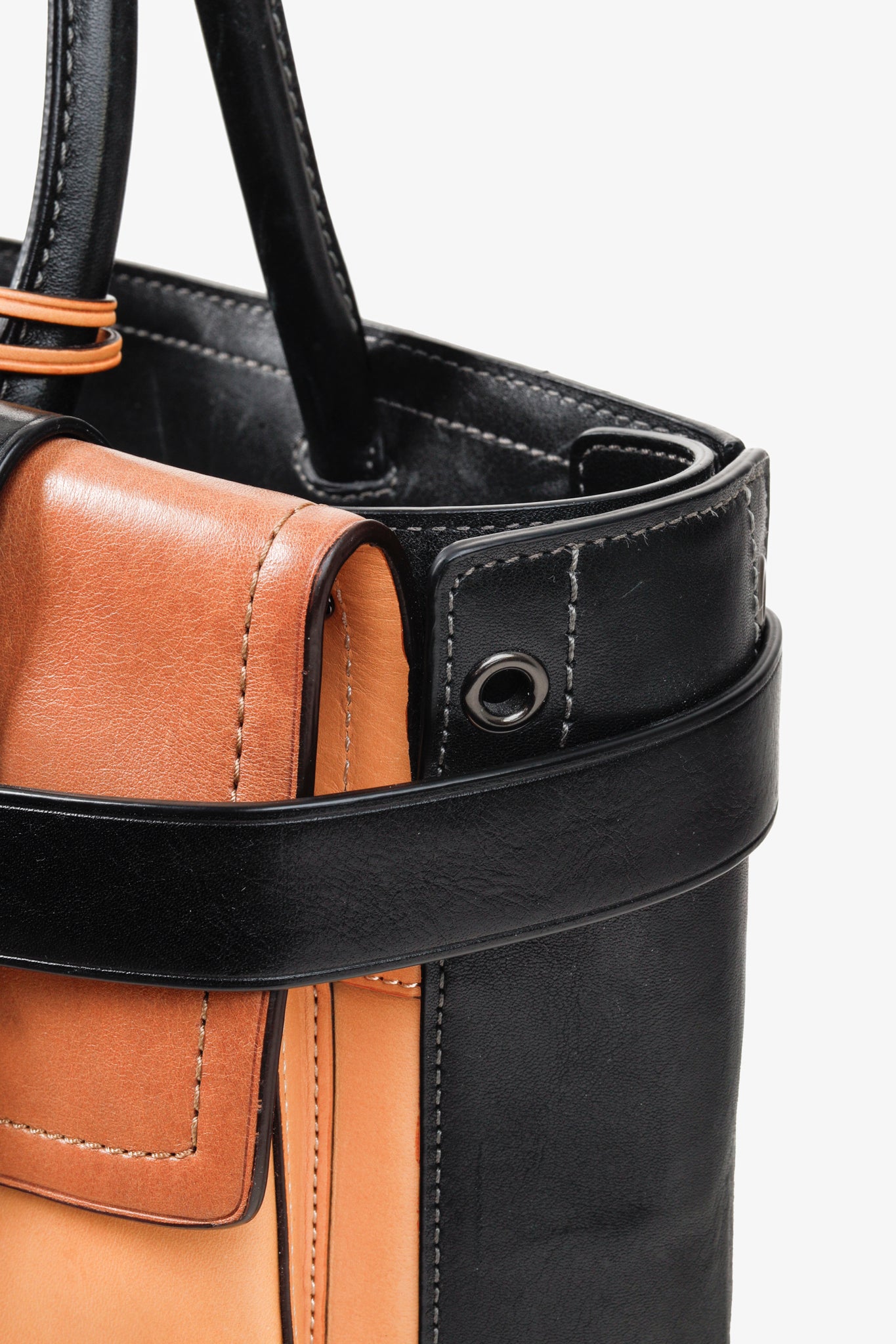 Reed Krakoff Tri-Colour Black Brown Belted Tote Bag