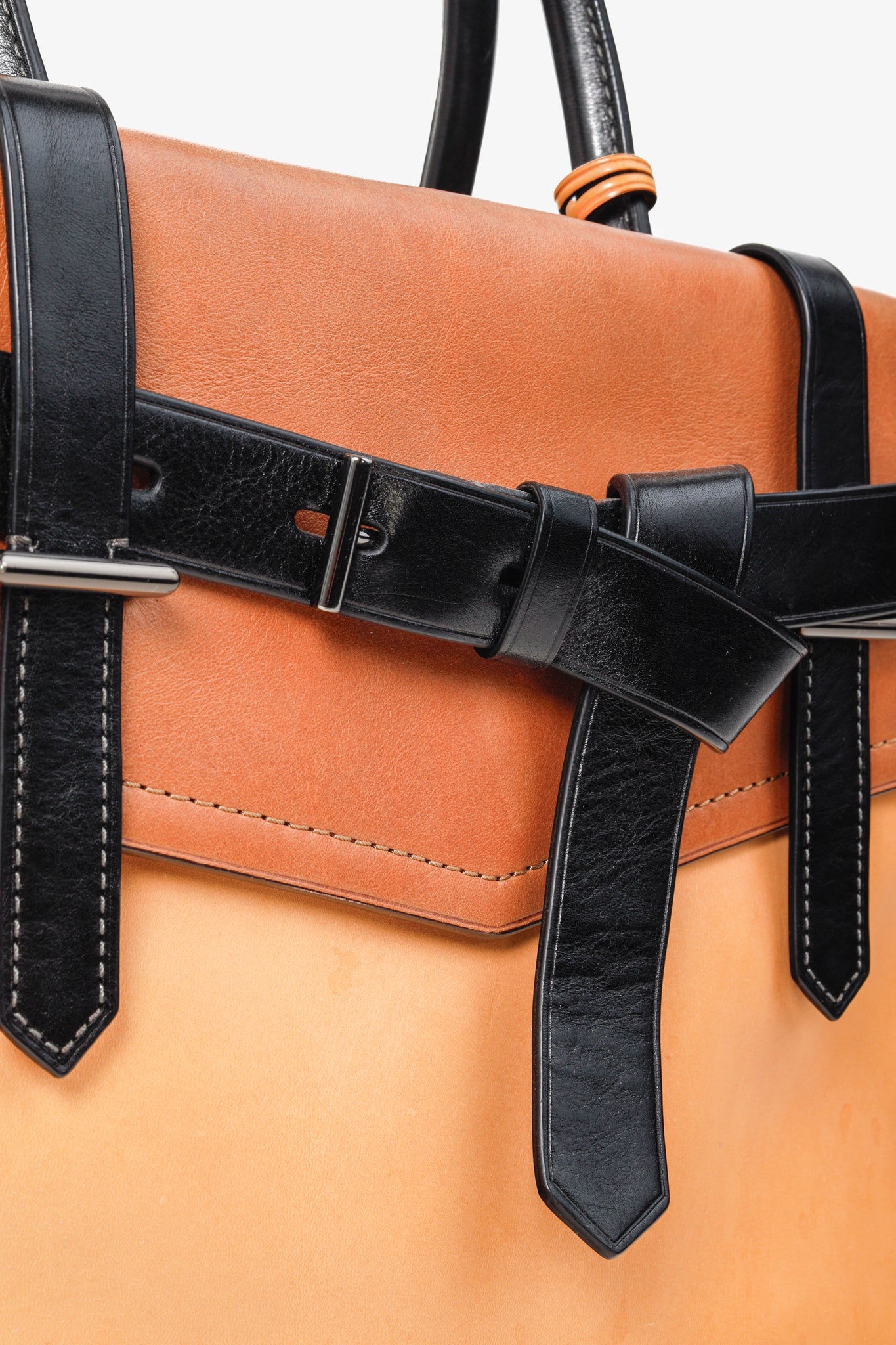 Reed Krakoff Tri-Colour Black Brown Belted Tote Bag