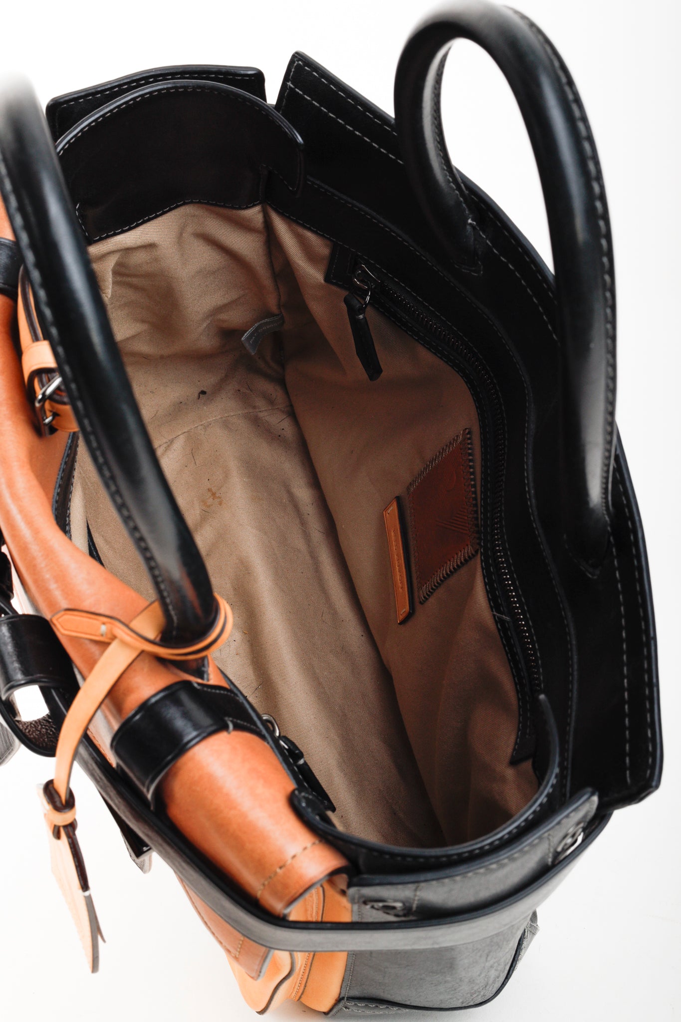 Reed Krakoff Tri-Colour Black Brown Belted Tote Bag