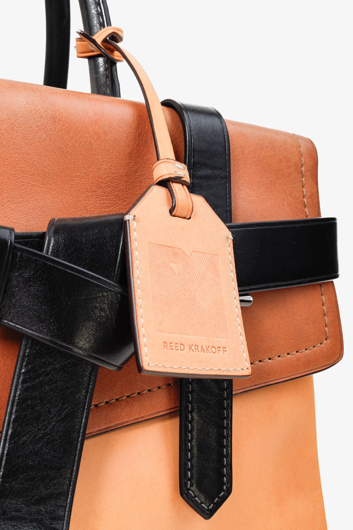 Reed Krakoff Tri-Colour Black Brown Belted Tote Bag