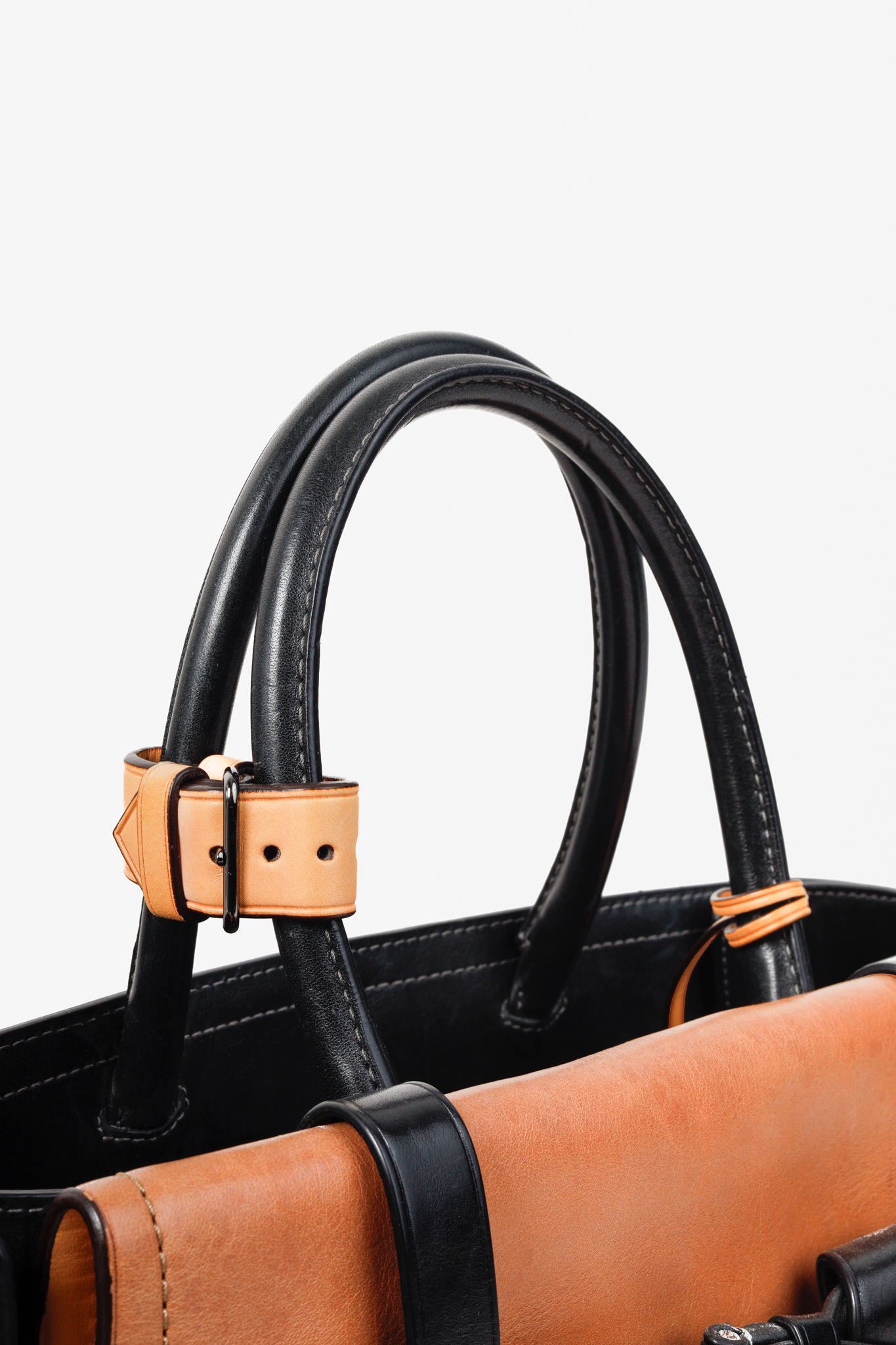 Reed Krakoff Tri-Colour Black Brown Belted Tote Bag