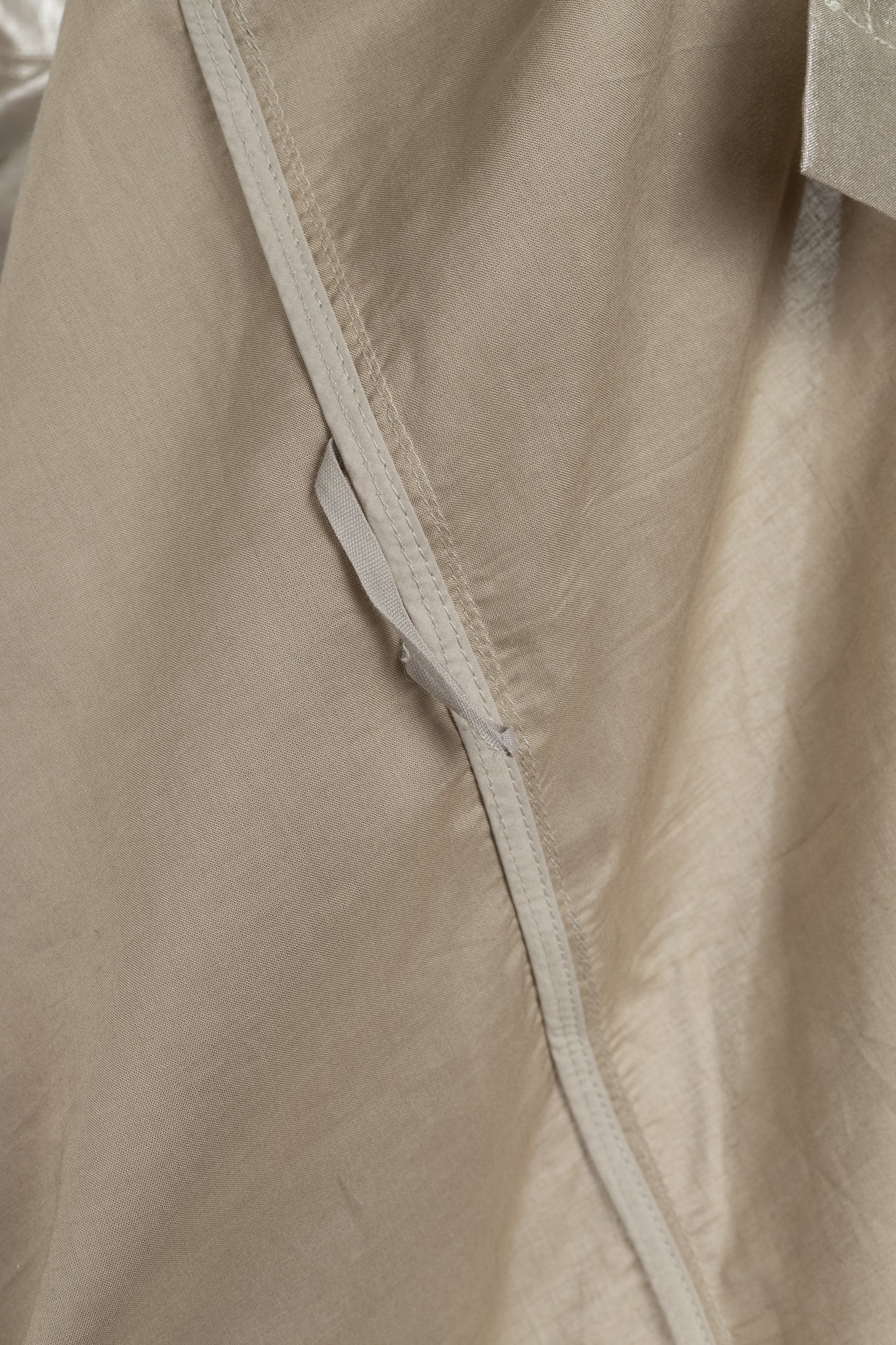 Rick Owens SS22 "Fogachine" Taupe Metallic Habotai Viscose Snap-Front Shirt