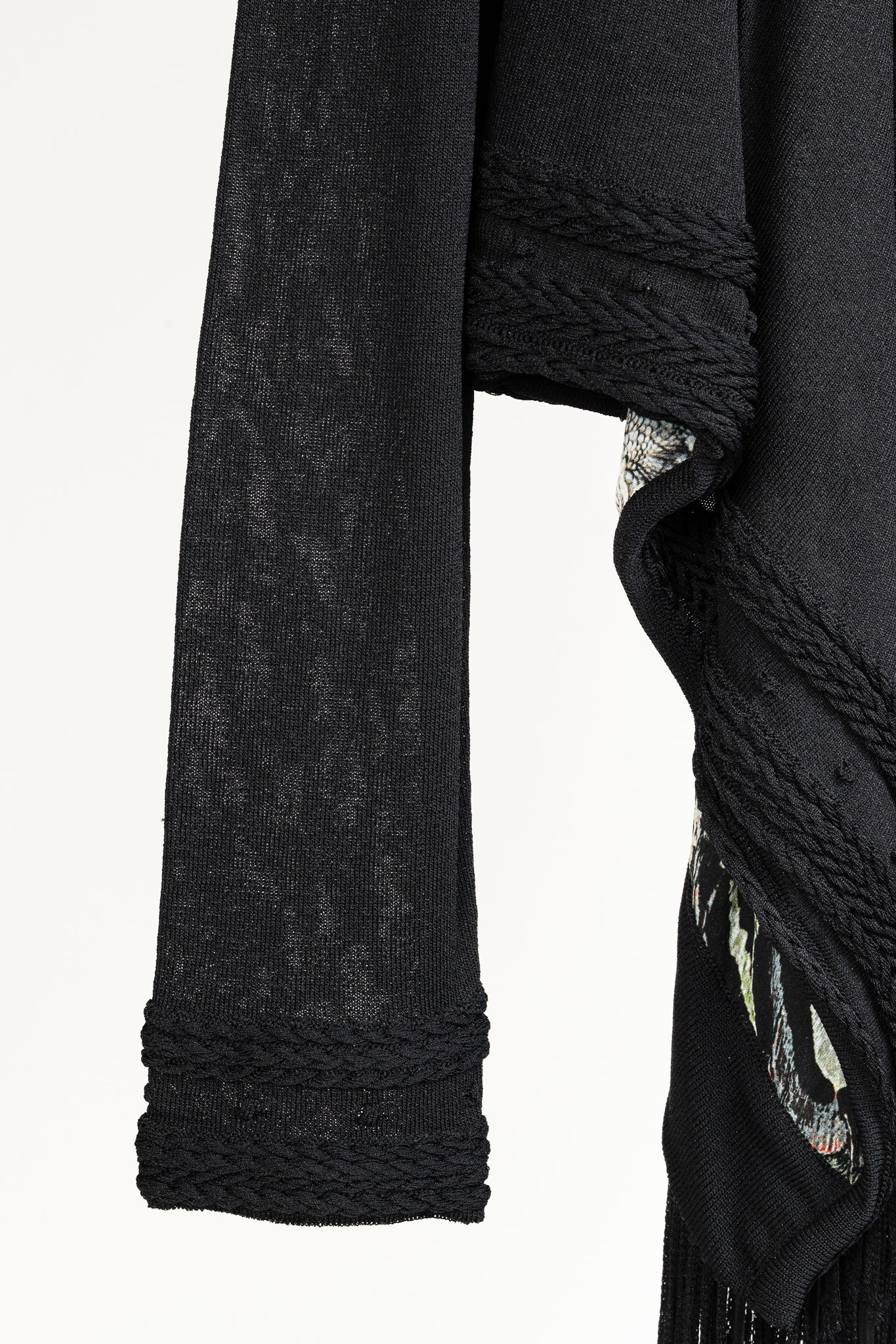 Roberto Cavalli Black Fringe Shawl Cardigan