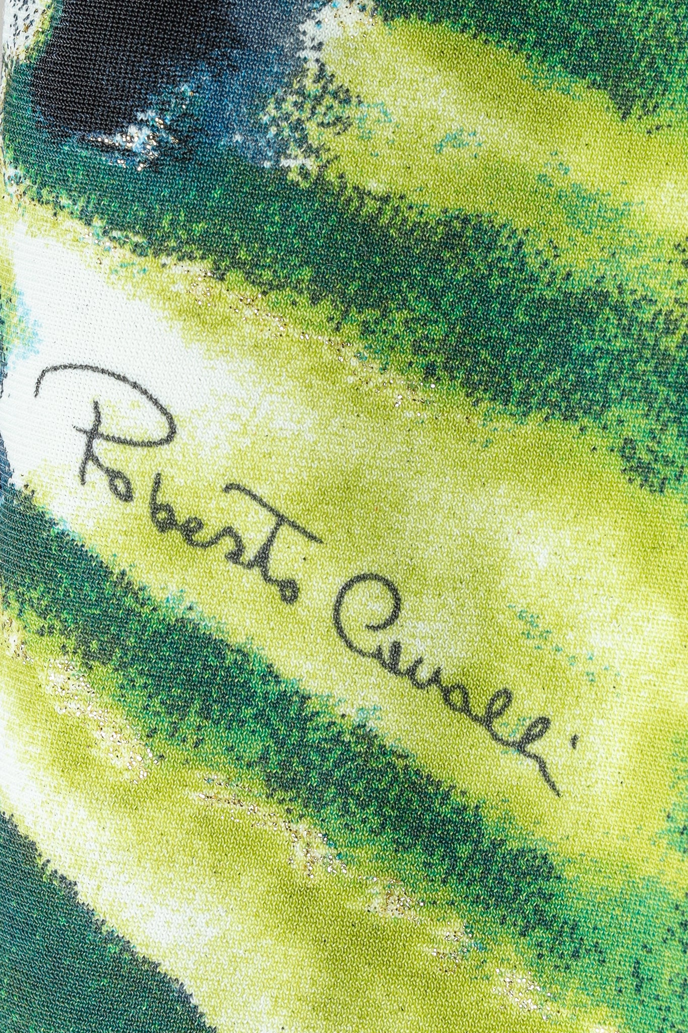 Roberto Cavalli Green Printed Jersey 3/4-Sleeve Bodycon Dress